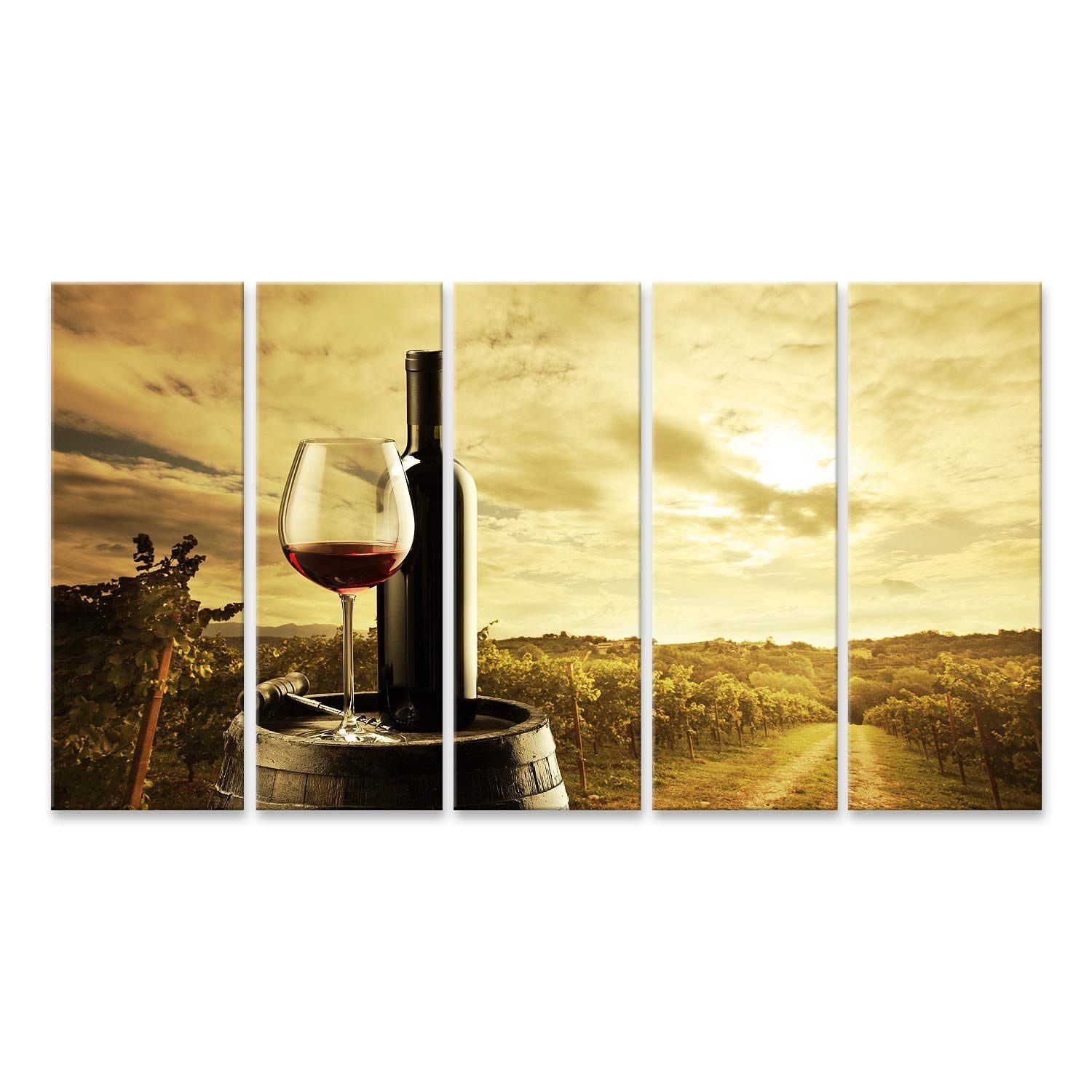 Leinwandbild Bild auf Leinwand Weinberg Sonnenuntergang Wandbild Poster Kunstdruck