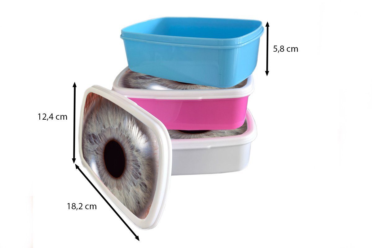 rosa Auges, Lunchbox für Erwachsene, Nahaufnahme Kunststoff (2-tlg), des Mädchen, Kinder, Brotbox MuchoWow Kunststoff, Snackbox, Brotdose