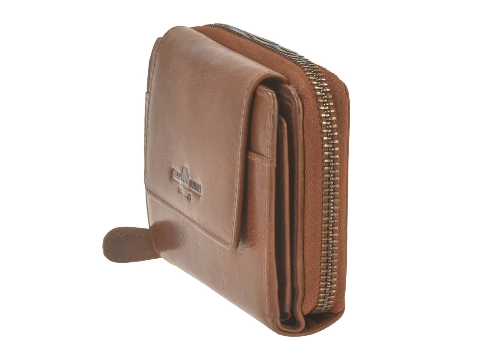 Greenburry Geldbörse "Newport" Leder Reißverschlussbörse (oA), Lederbörse, Damenbörse, Portemonnaie