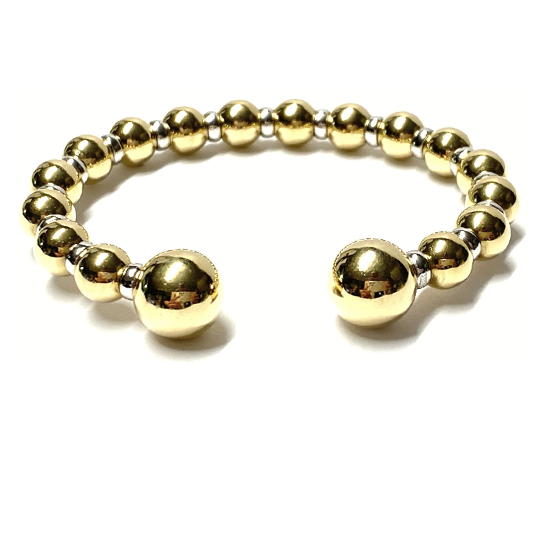 Armreif Armband 585/- Gold bicolor Armspange Armreif Glanz Kugel Motiv