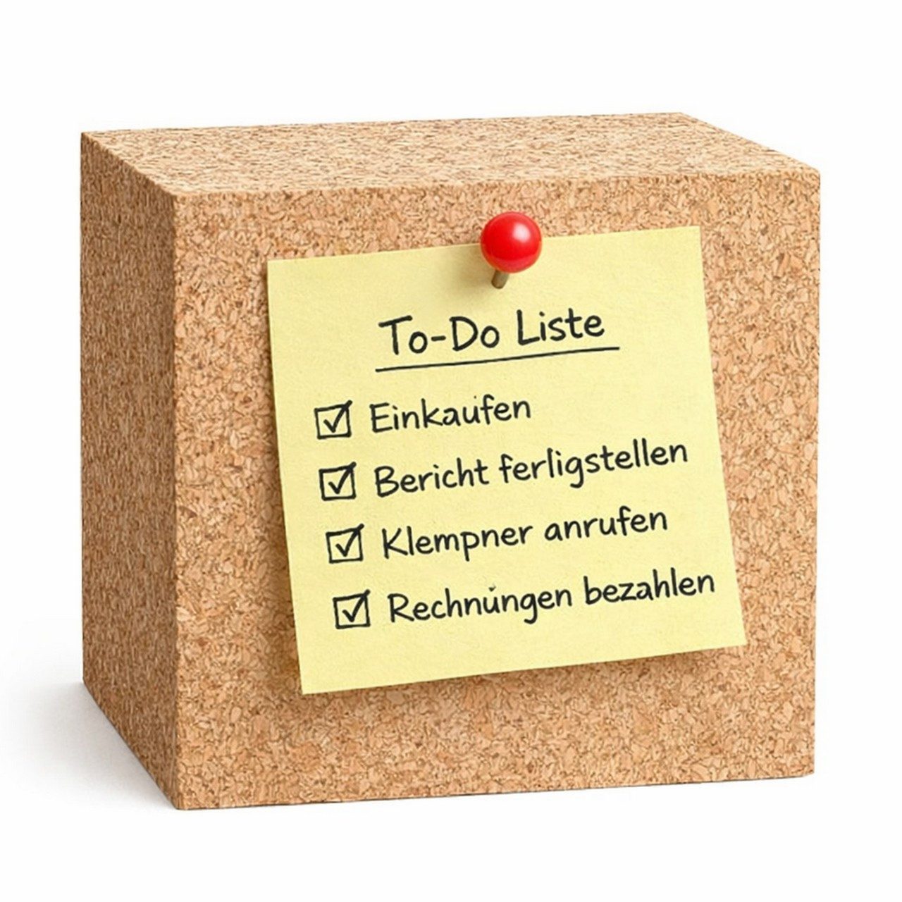 Kork-Deko.de Memoboard Kork-Würfel Memoboard 10 x 10 x 10 cm inkl. 80 Pinnnadeln für Büro