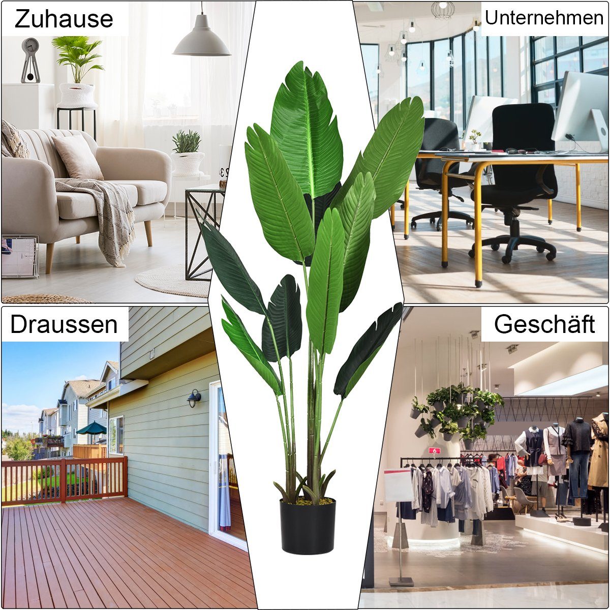 Kunstbaum, COSTWAY, Tropische Palme, mit Topf & 10 Blättern, 160cm günstig online kaufen