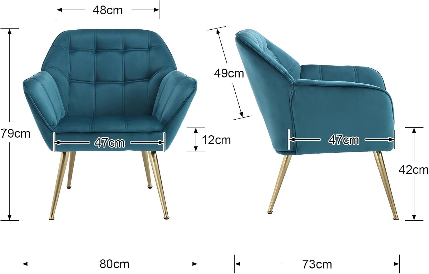WAHSON OFFICE CHAIRS Ohrensessel mit Massivholz-/Metallbeinen Moderner Sessel aus Leinen/Samt