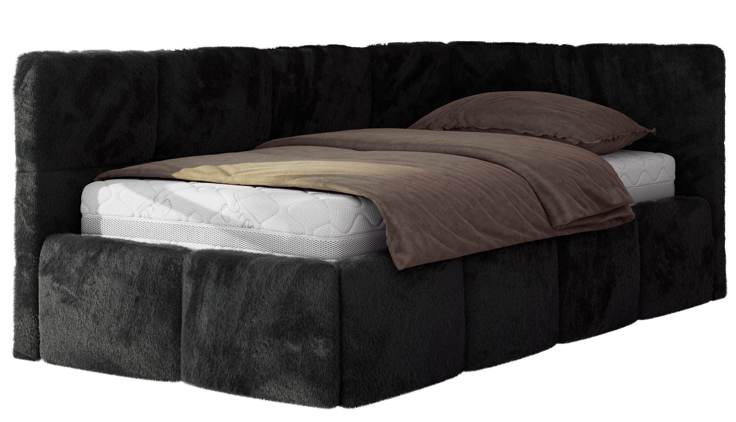 MKS MÖBEL Jugendbett ARVO 90x200 (Set, inkl. Lattenrost, Bettkasten und gepolstertem Kopfteil), Eckbett mit Stauraum, Polsterbett mit Gasdruckfedern