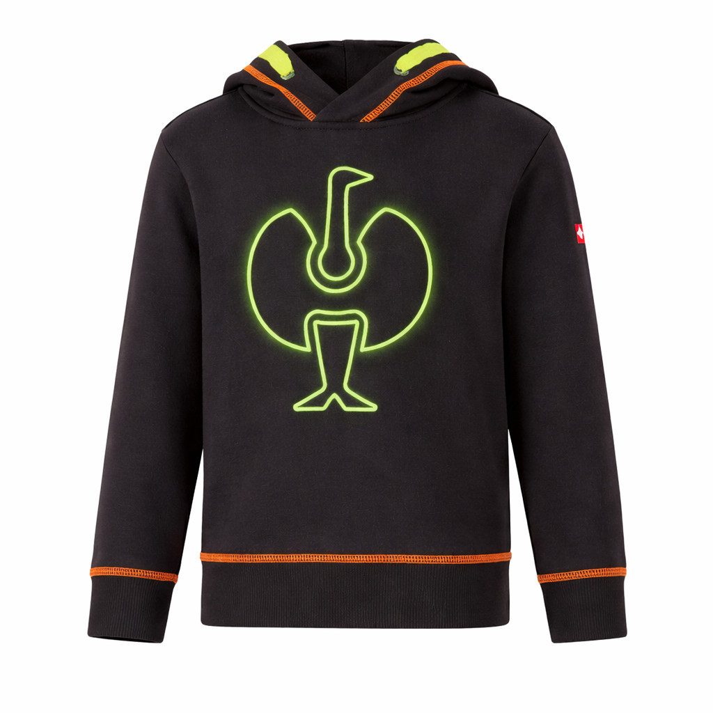 Engelbert Strauss Hoodie e.s. Kinder Hoodie Schwarz mit Neon Print – Kapuzenpullover Kapuze, Print vorne