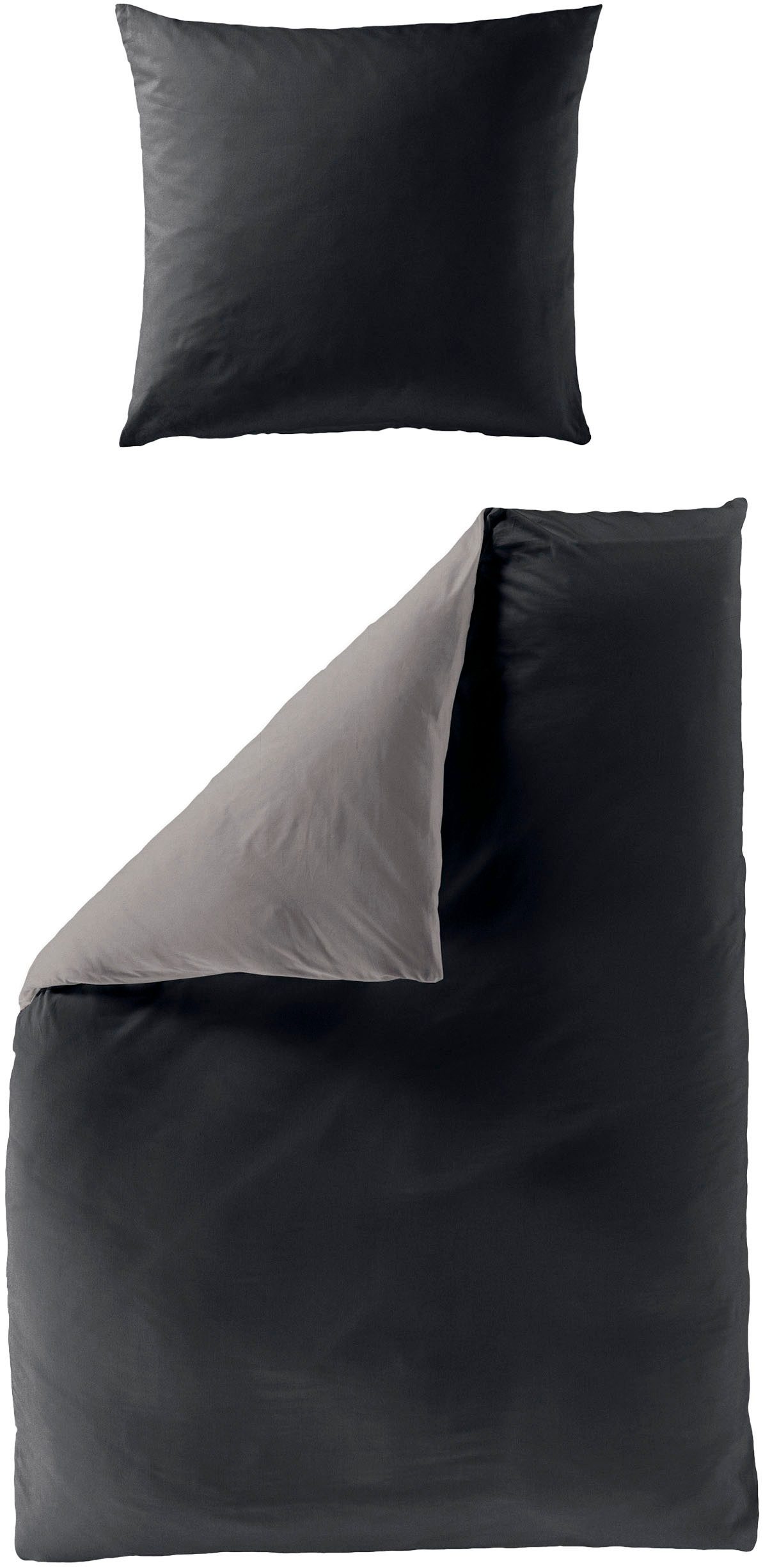 BIERBAUM Wendebettwäsche Modern Uni in Gr. 135x200 oder 155x220 cm, Renforcé, 3 teilig, Modernes Unidesign: Schlichte, elegante Optik für jedes Schlafzimmer