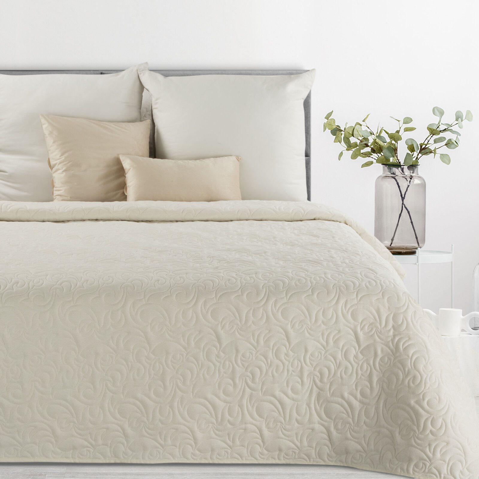 Eurofirany Tagesdecke LEINOPTIK, Karomuster Steppung Doppelbett günstig online kaufen
