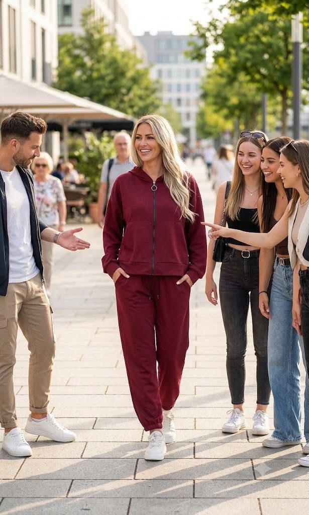 simaranda Jogginganzug Damen Jogginganzug 618 36-42 Weinrot