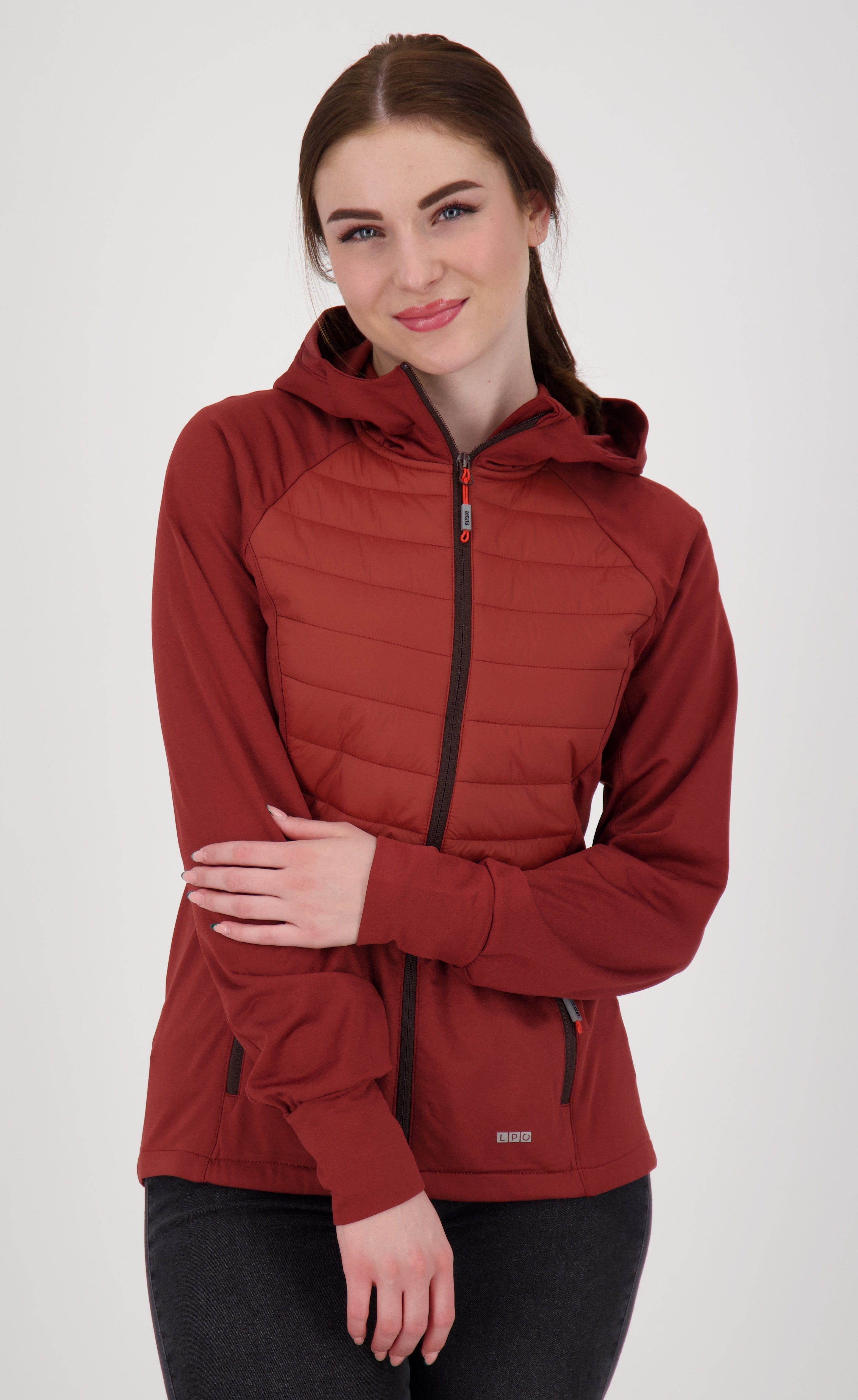 DEPROC Active Strickfleecejacke ELMCOURT IV WOMEN CS auch in Großen Größen erhältlich, mit Kapuze burgundy