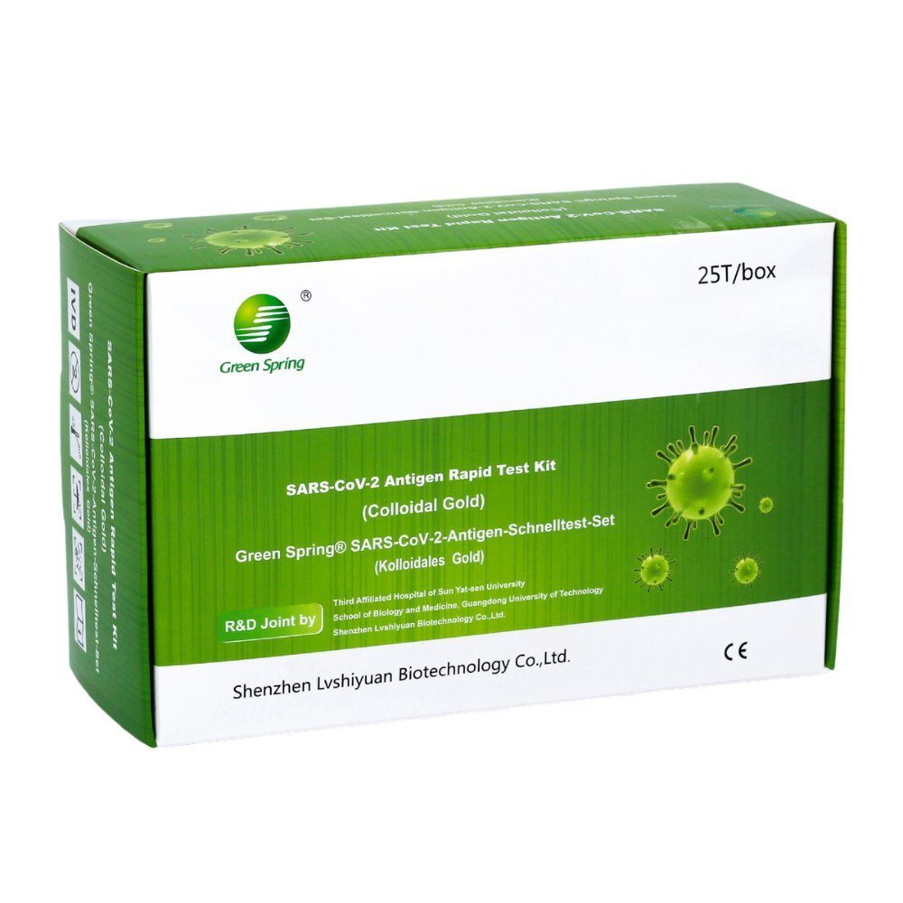 Shenzhen Lvshiyuan Biotechnology Co. Ltd. Wasserteststreifen Green Spring® Grün COVID-19 Antigen SARS CoV-2 Schnelltest - 25er