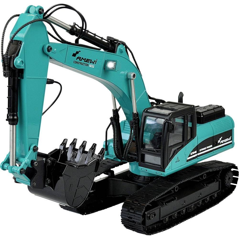 Amewi RC-Bagger 1:14 Bagger G704E Vollmetall petrol, inkl. elektr, Inkl. Akku und Ladegerät