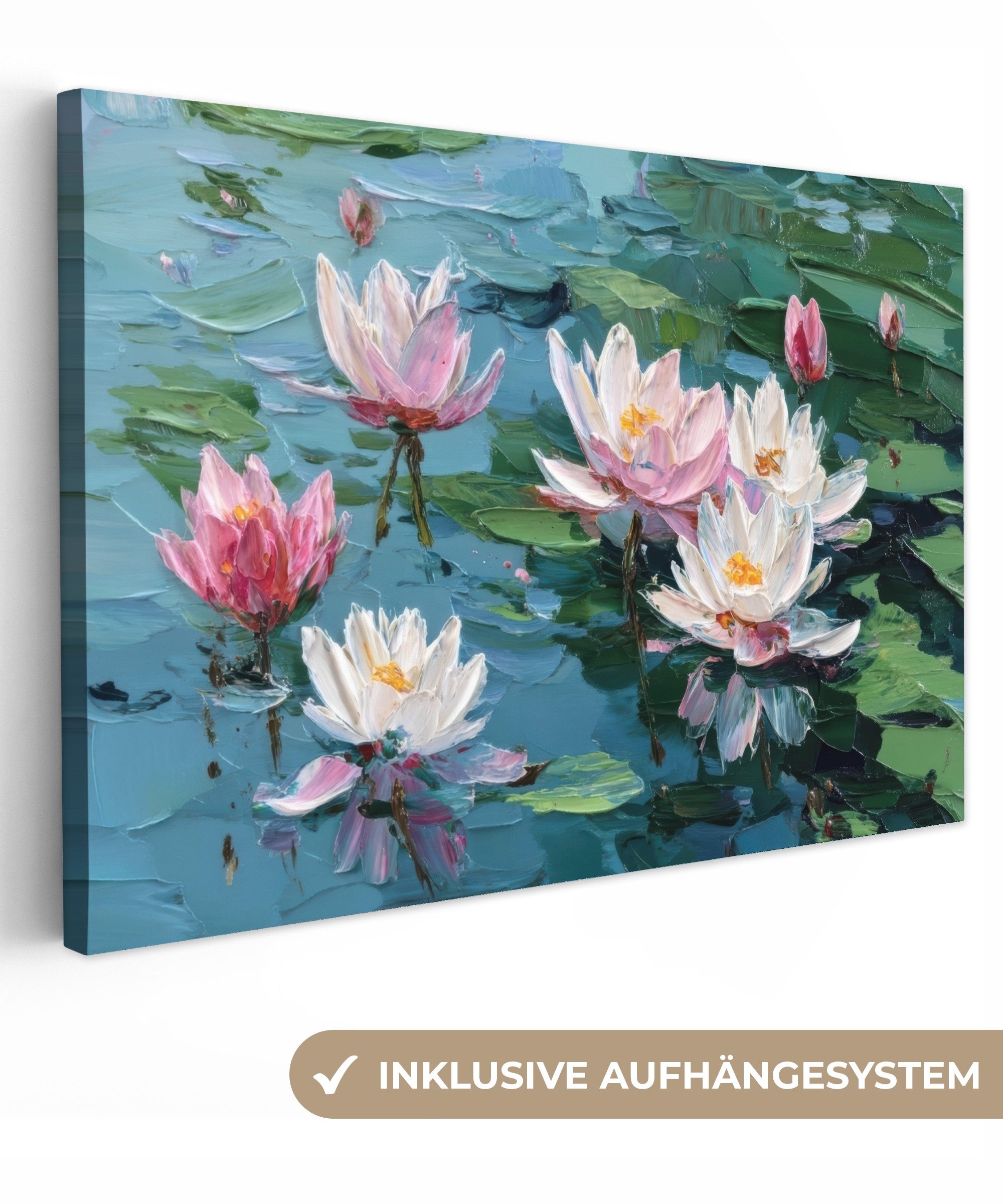 OneMillionCanvasses® Leinwandbild Seerosen - Blumen - Rosa - Wasser, Fotodr günstig online kaufen