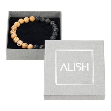 ALISH Perlenarmband Pure Energy / Jaspis und Lavastein/Unisex Armband mit 8 mm Perlen