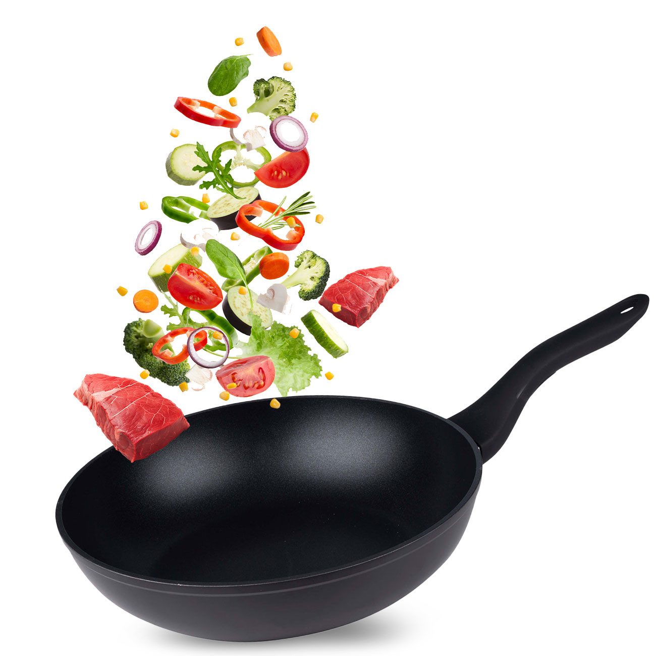 *Alpina* Wok Alu-Wokpfanne Ø 28,5cm in Schwarz, Antihaft-Pfanne für Gemüse & Reis, Antihaftbeschichtet