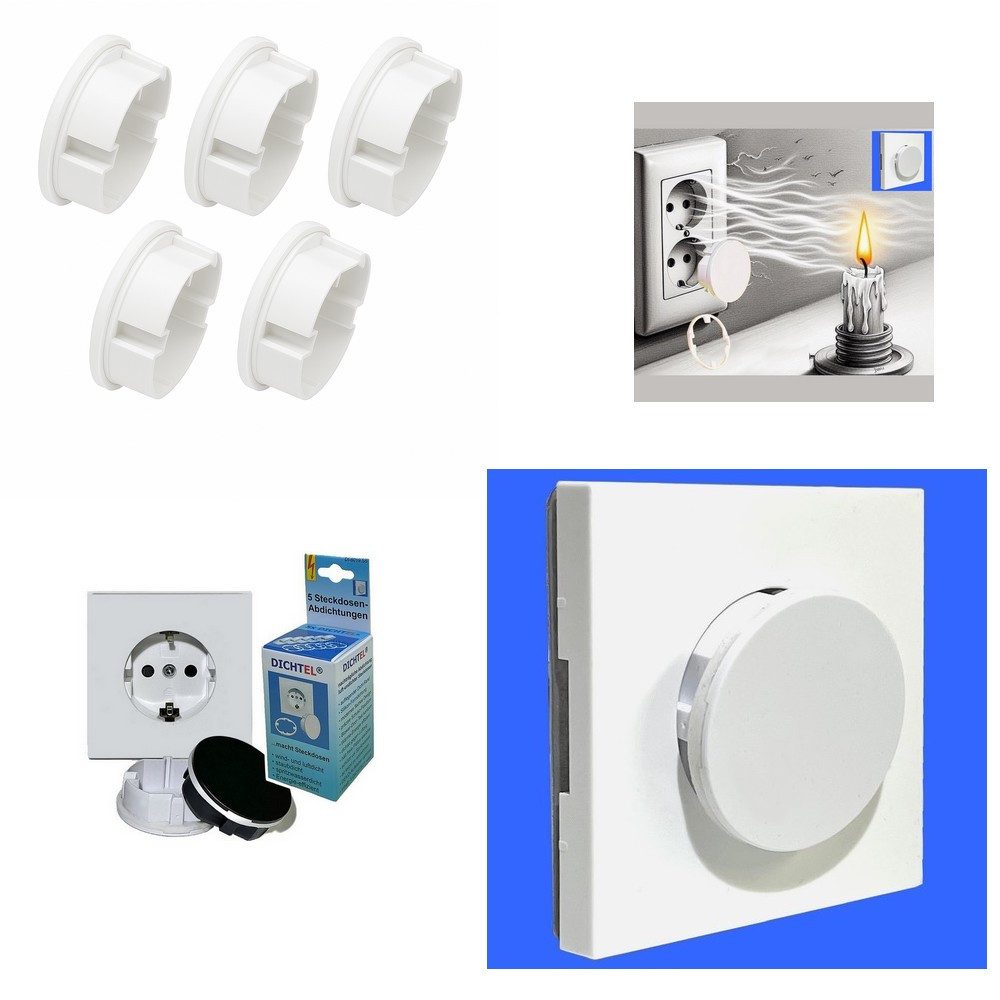 DICHTEL Steckdosenblende 5 weiße Steckdosen Abdichtungen 3D-Silikondichtung DICHTEL DI-8019.S5, Kunststoff, (Spar-Set, 5 tlg., Set enthält 5 weiße Steckdosenabd – Bild 3 von 5