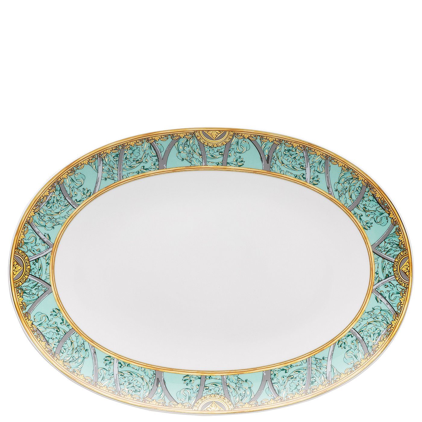 Rosenthal meets Versace Servierplatte Scala Palazzo Verde Platte 33 cm, Porzellan