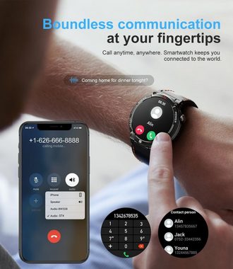 Lige Smartwatch (1,52 Zoll, Android iOS), Herren mit Telefonfunktion 420mAh Wecker Kalender Wasserdicht Sportuhr