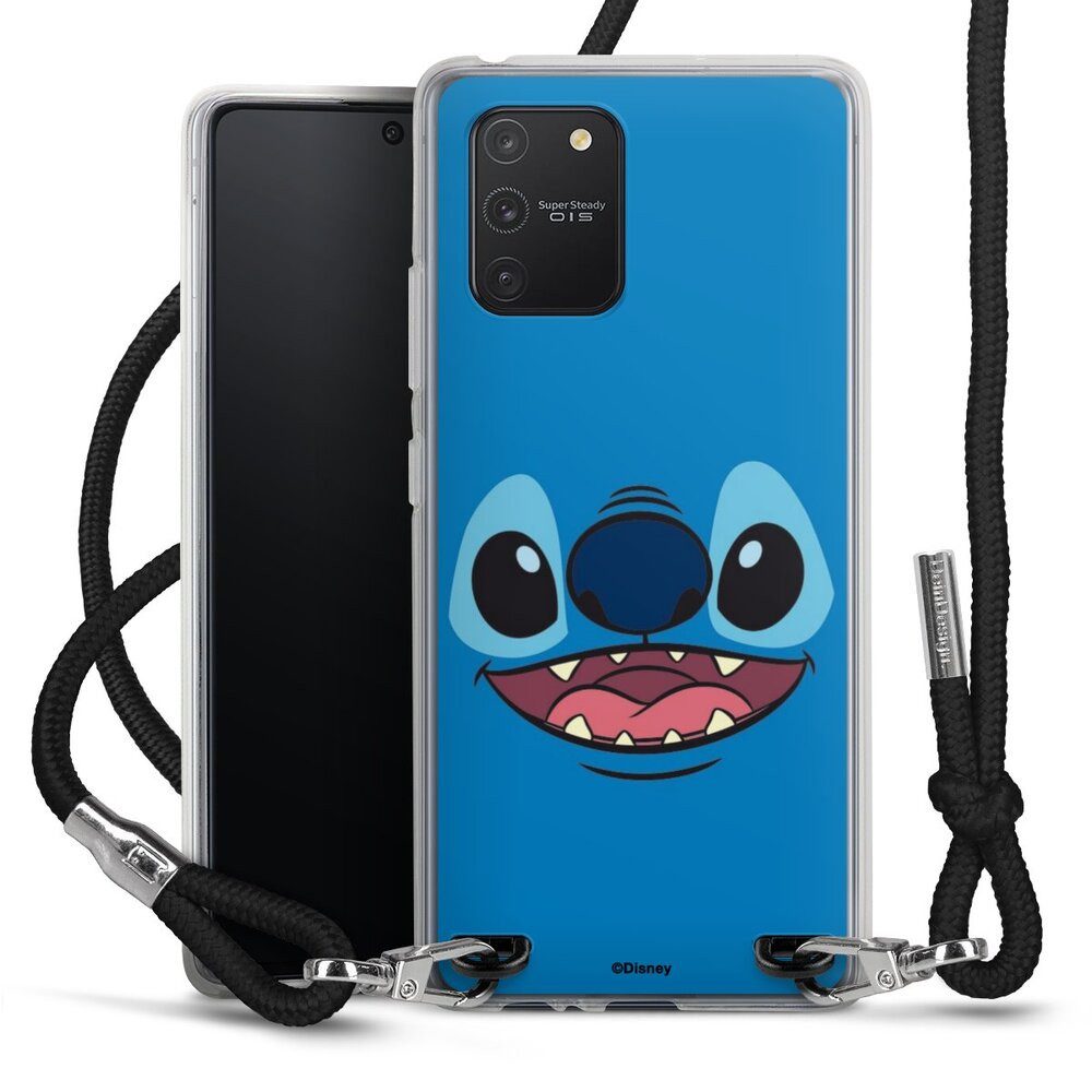 DeinDesign Handyhülle Lilo & Stitch Disney Offizielles Lizenzprodukt Stitch Closeup, Samsung Galaxy S10 Lite Handykette Hülle mit Band Case zum Umhängen