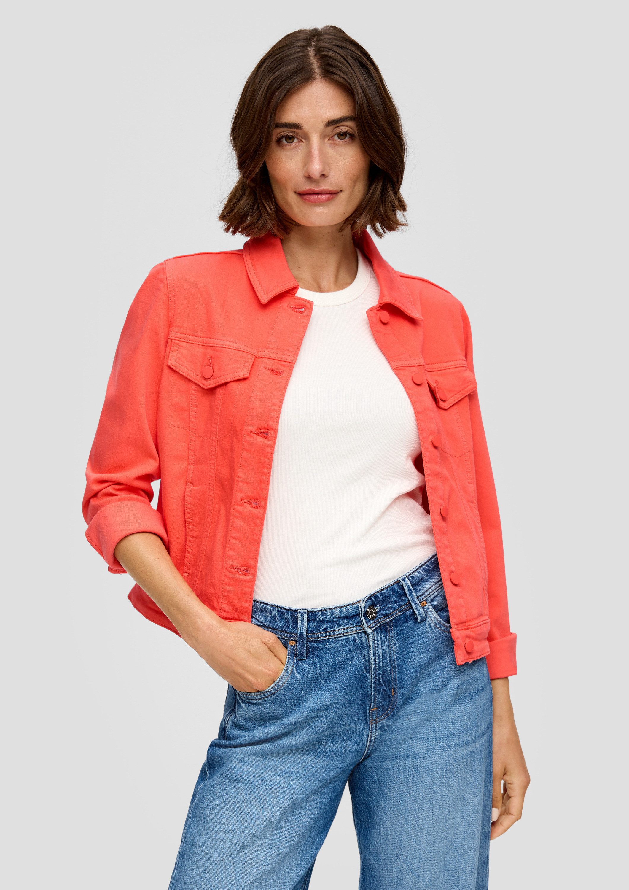 s.Oliver Funktionsjacke Indoor-Jacke Kurze Jeansjacke mit angedeuteten Brus günstig online kaufen