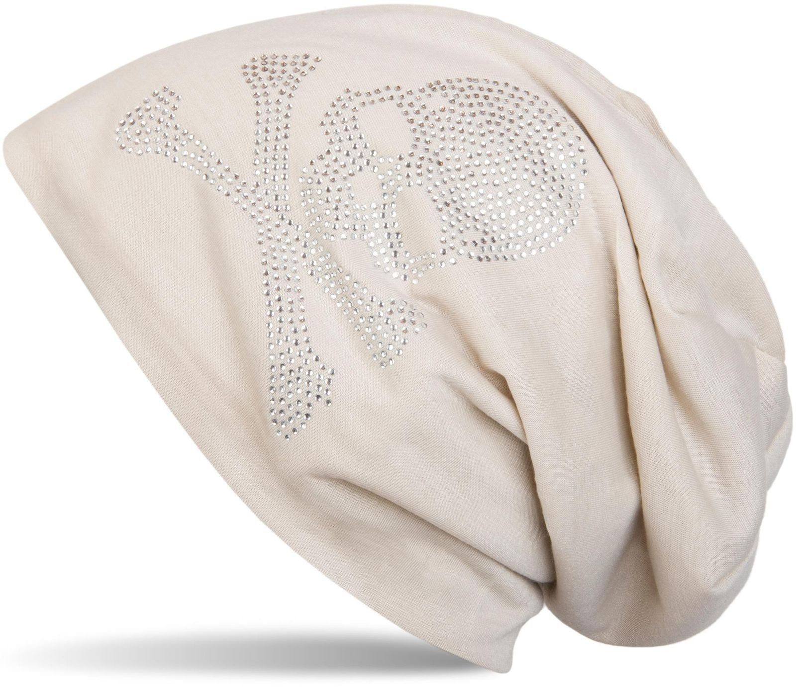 Beanie Beanie mit Strass Totenkopf