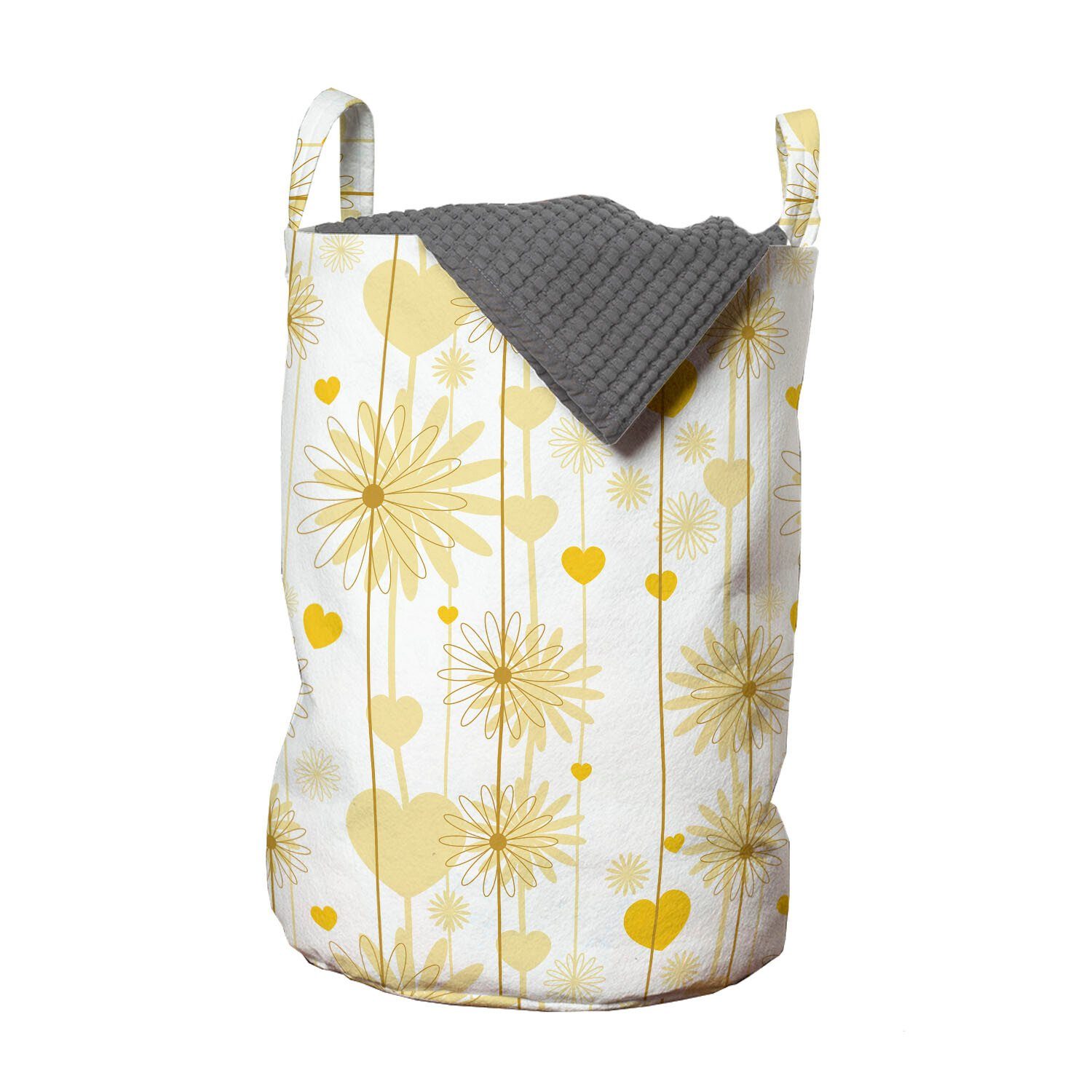 Abakuhaus Wäschesäckchen Wäschekorb mit Griffen Gelb Design Floral Kordelzugverschluss Waschsalons, Valentines für