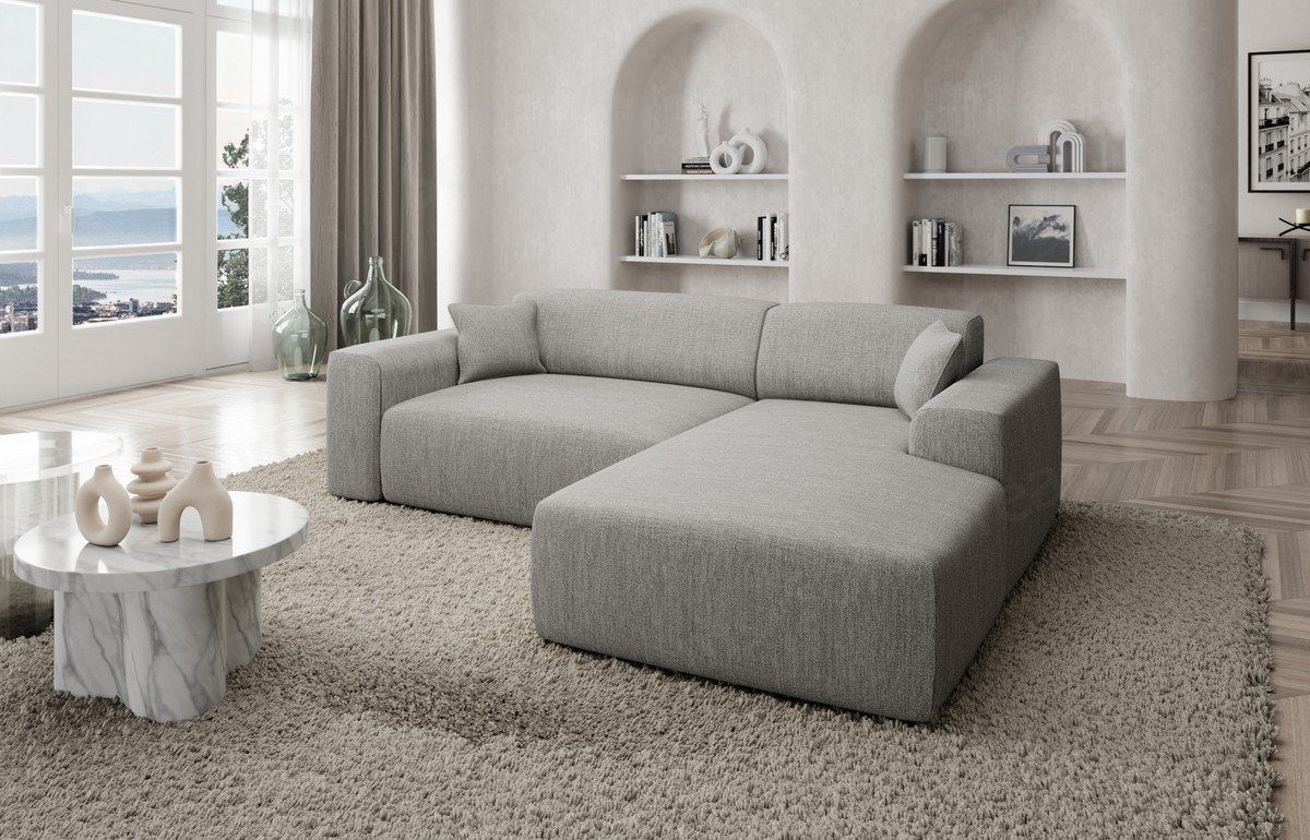 Sofa Dreams Ecksofa Loungesofa Strukturstoff, Mallorca Designer Stoffsofa Modern Sofa, Form kurz eisgrau70 L Stoff