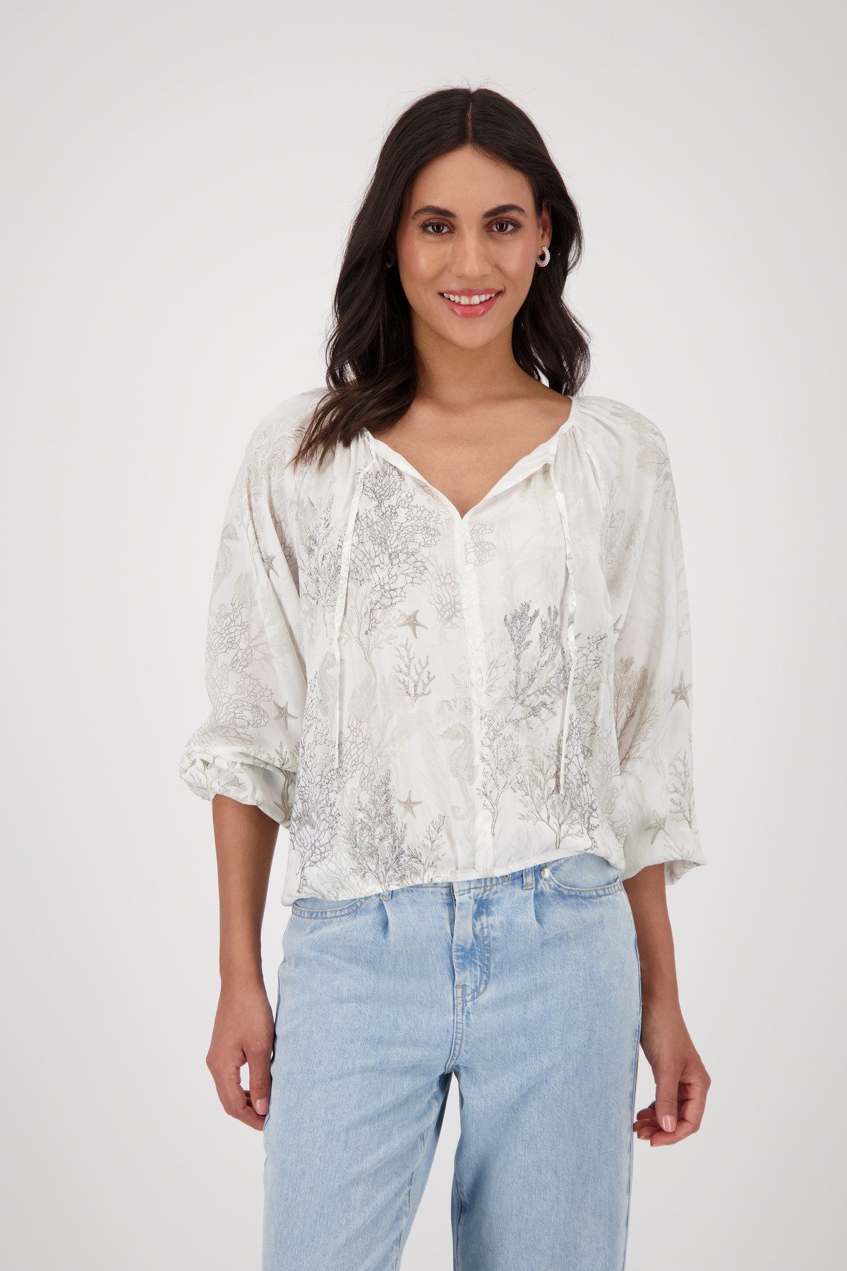 Langarmbluse Bluse Korallenriff allover