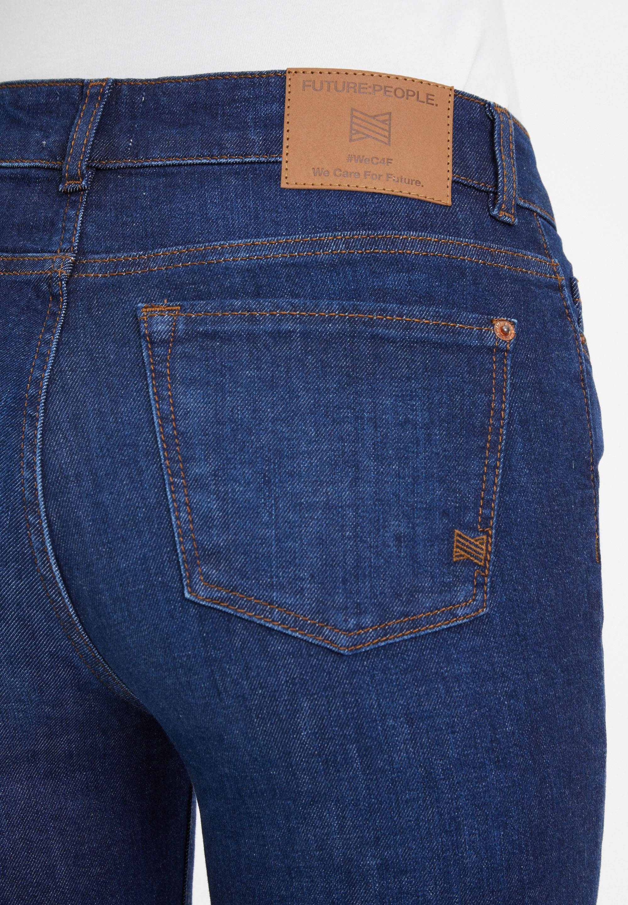 WAIST We Slim-fit-Jeans for #WeC4F AUTHENTIC 01:02 Care FUTURE:PEOPLE. USED BOOTCUT - MID DARK Future. BLUE -