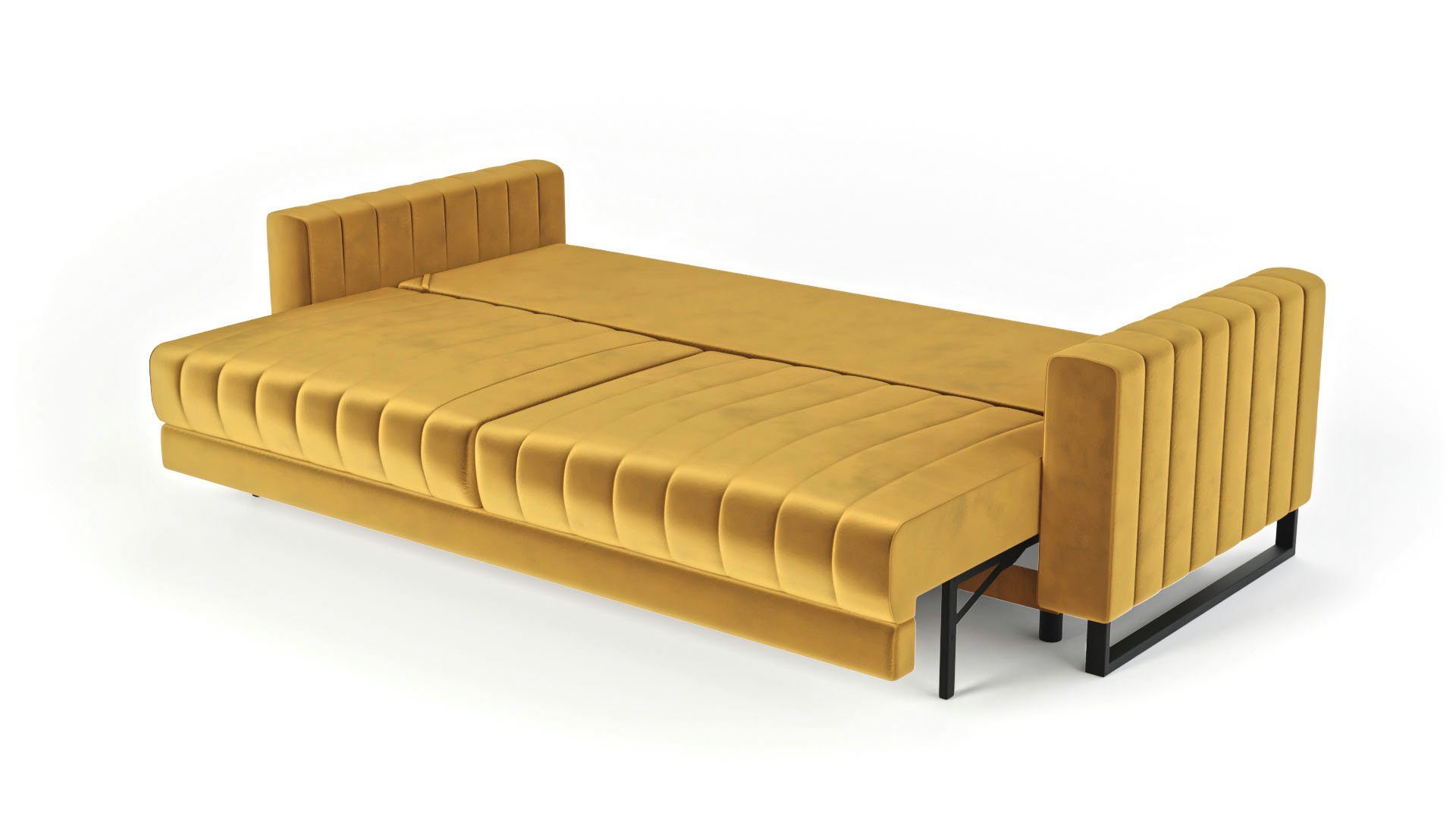 Dreisitzer Bettzeugbehälter Sofa modernes - Siblo 3 - mit Gelb Elegantes Sofa Sofa Mono 3-Sitzer Schlaffunktion 3-Sitzer -