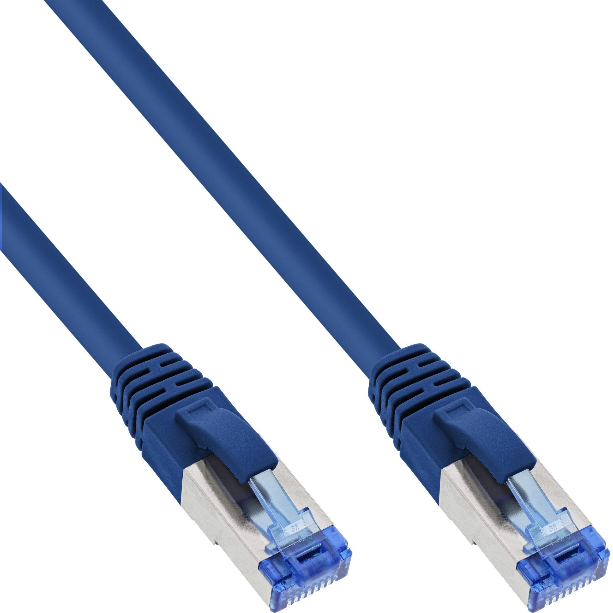Inline InLine® Patchkabel, S/FTP (PiMf), Cat.6A, halogenfrei, blau, 0,25m LAN-Kabel