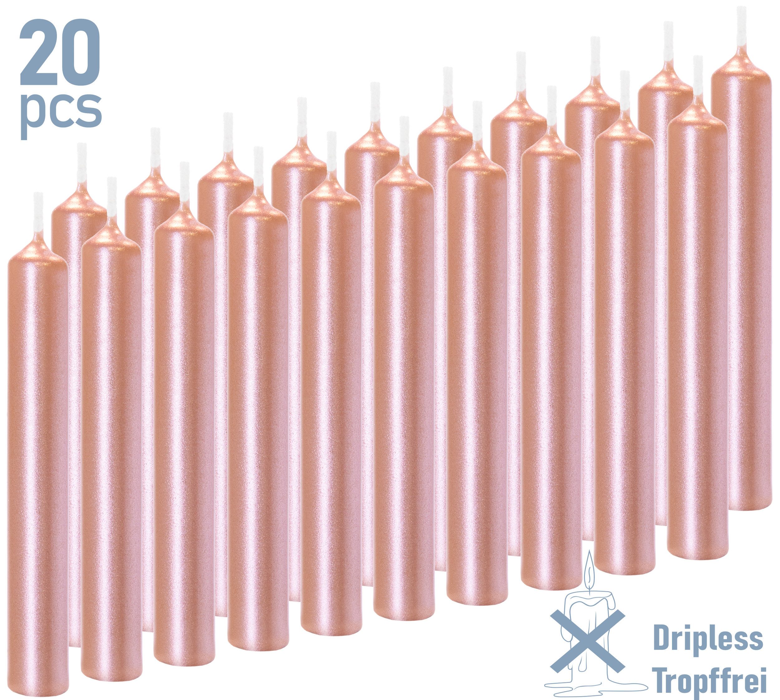 BRUBAKER Spitzkerze 20er Pack Geburtstagskerzen 9,5 cm - Geburtstag Spitzkerzen (für Geburtstag, Magie, Rituale, 20-tlg., oder Partydekoration), Dekokerzen mit 1,25 cm Durchmesser - Stabkerzen Leuchterkerzen