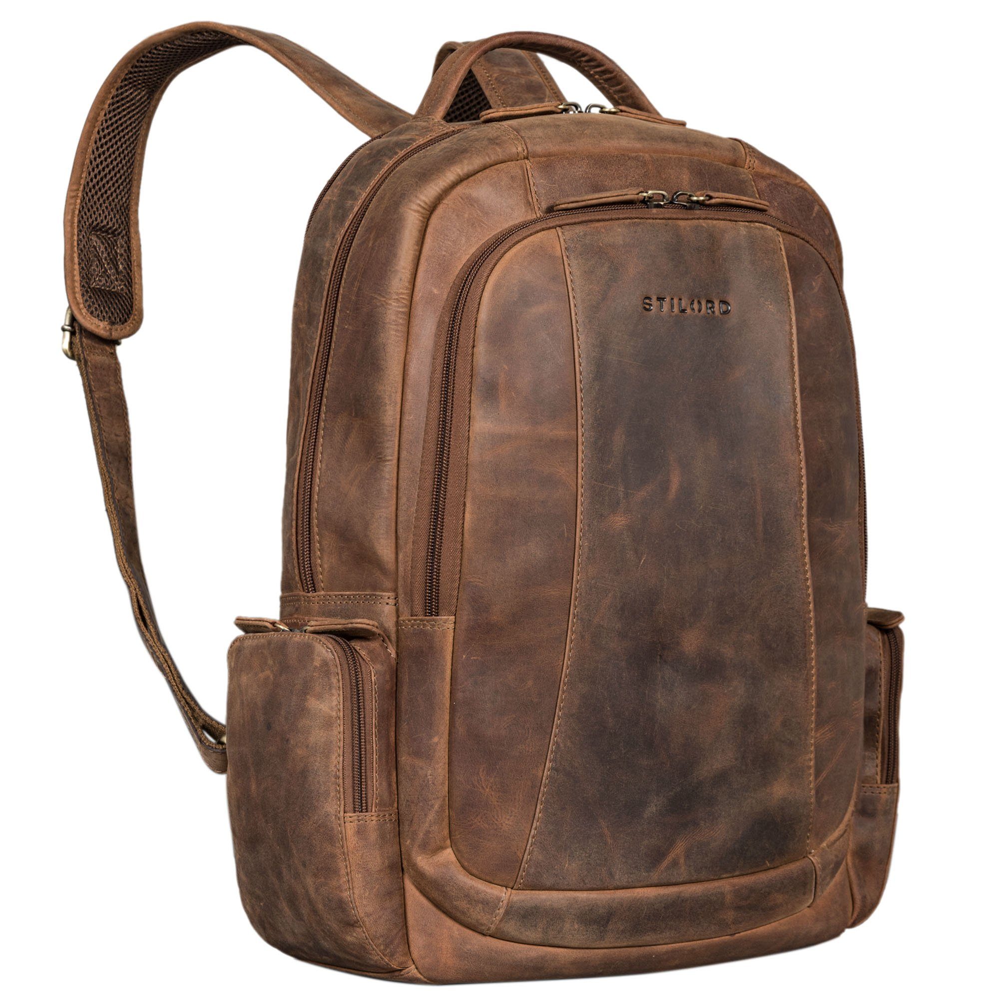 STILORD Notebookrucksack "Waldo" Lederrucksack mit Laptopfach 17,3 Zoll Damen und Herren