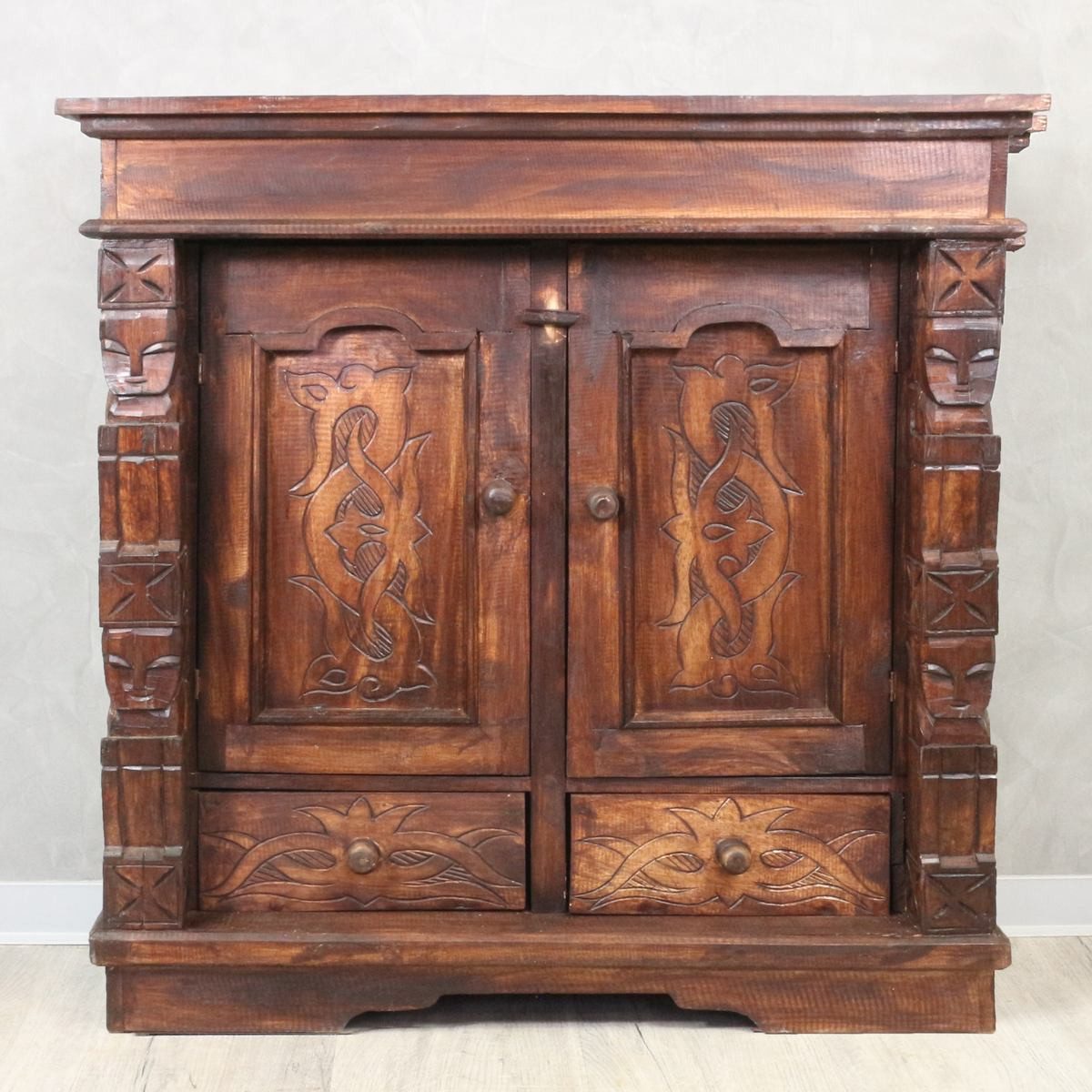 Oriental Galerie Mehrzweckschrank Schrank 80 x 80 cm Braun Tribal