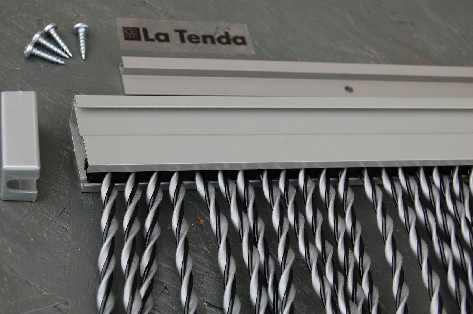 La Tenda Insektenschutz-Vorhang La Tenda silber, Breite kürzbar und cm, 3 RIVA x XL individuell Länge 230 120 - Streifenvorhang PVC