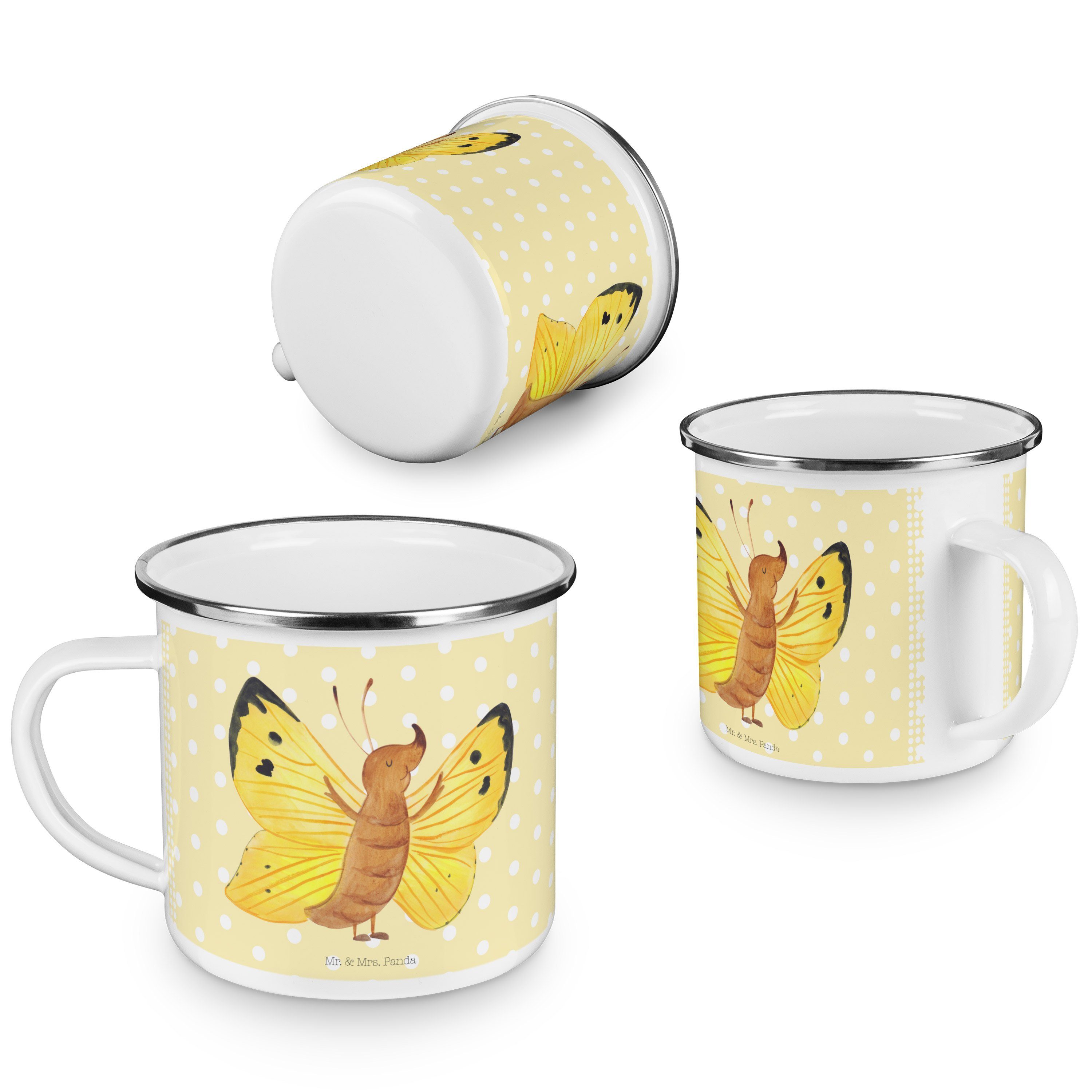 - Gelb Pastell & Laune, Geschenk, Zitronenfalter Mrs. Gute Mr. l, Emaille Panda - Schmetterling Becher