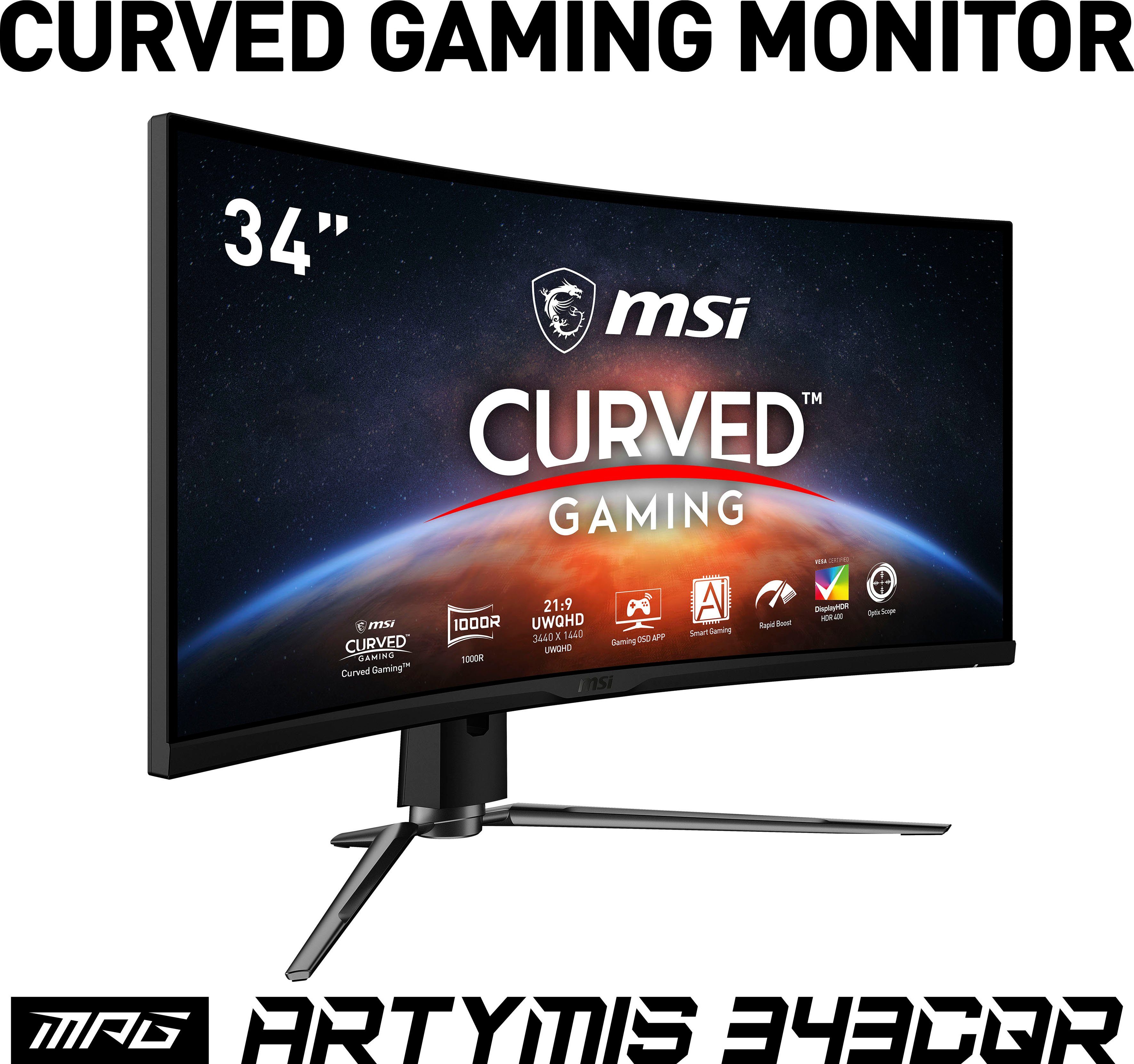 MSI MPG Artymis 343CQR LED, 1440 ", Herstellergarantie) ms VA 1 3 cm/34 Reaktionszeit, px, Curved-Gaming-LED-Monitor (86 Jahre x 165 3440 Hz, UWQHD, höhenverstellbar