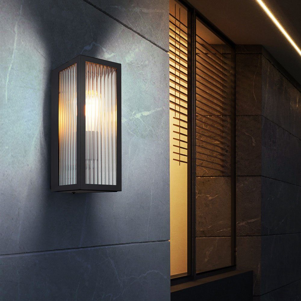 etc-shop Außen-Wandleuchte, Metall Eingangsbeleuchtung Gartenlampe Außenleuchte Glas Wandleuchte
