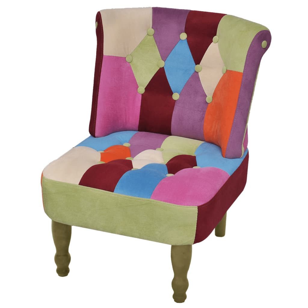 furnicato Sessel Französischer Patchwork-Stuhl 52x64x70 cm in Blau, Lila, Grün & Rosa (1-St)
