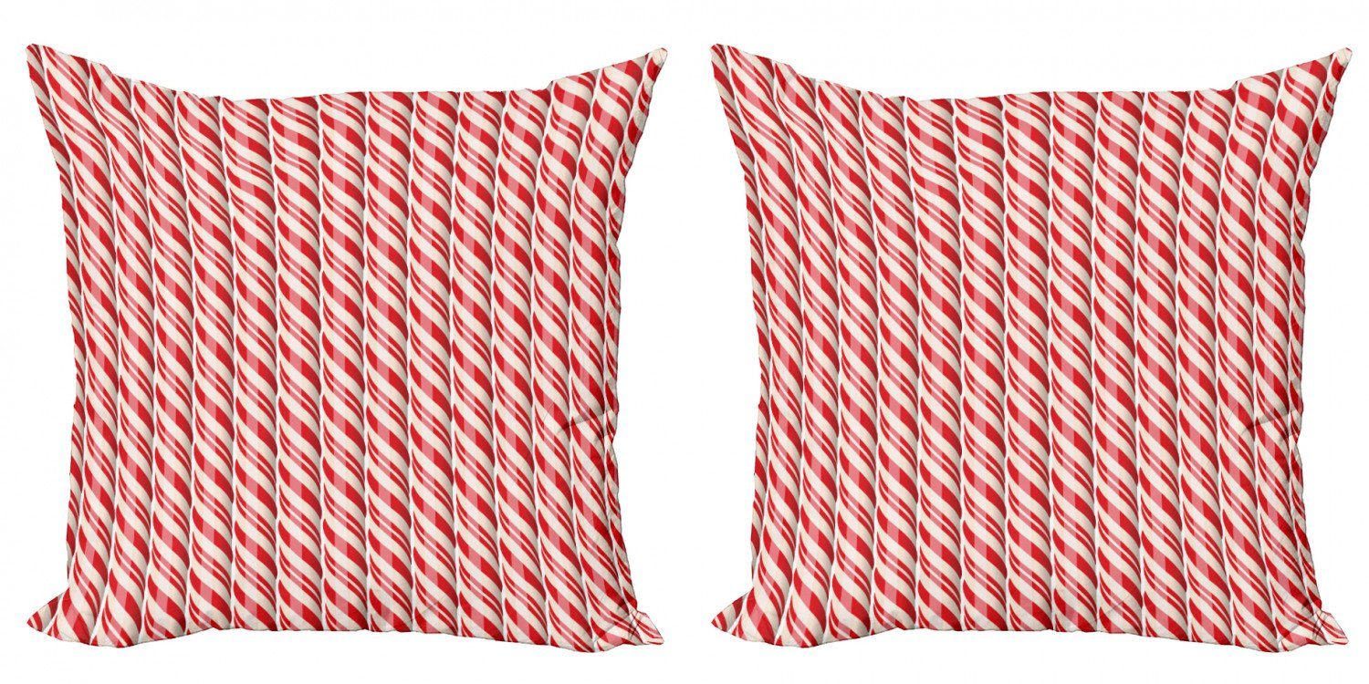Kissenbezüge Modern Accent Doppelseitiger Digitaldruck, Abakuhaus (2 Stück), Zuckerstange Rote Weihnachtsbonbons