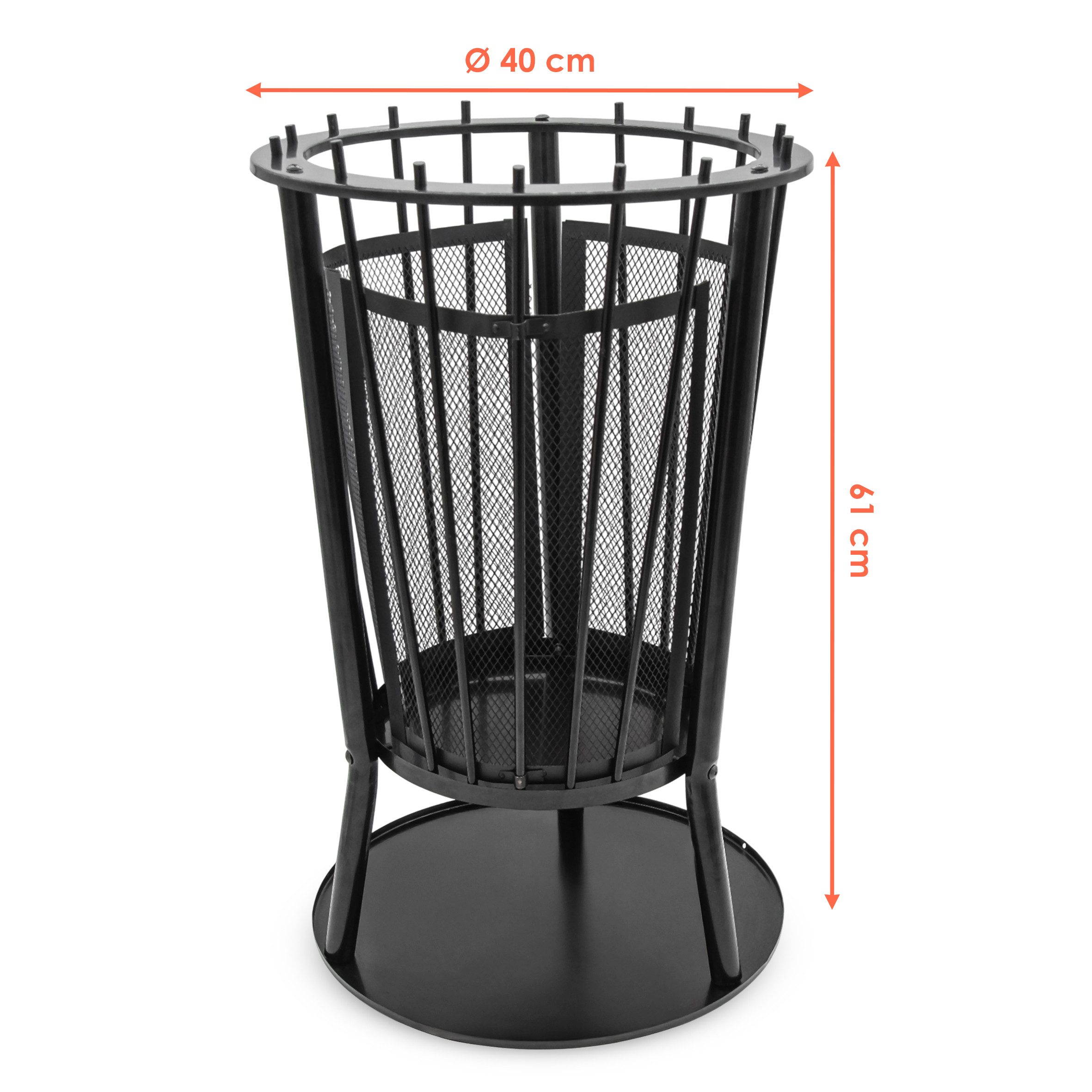 Spetebo Feuerkorb Feuerkorb aus Eisen mit Funkenschutz - 61 cm, (Stück, 1-S günstig online kaufen