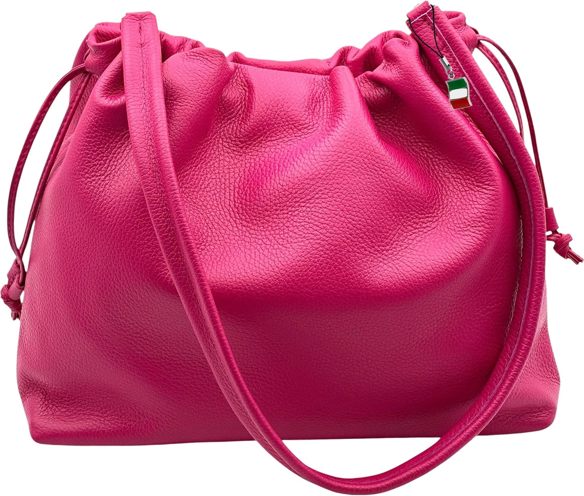 FLORENCE Beuteltasche Florence Beuteltasche Echtleder fuchsia (Beuteltasche), Damen Schultertasche, Beuteltasche Leder, fuchsia, pink ca. 42x30cm