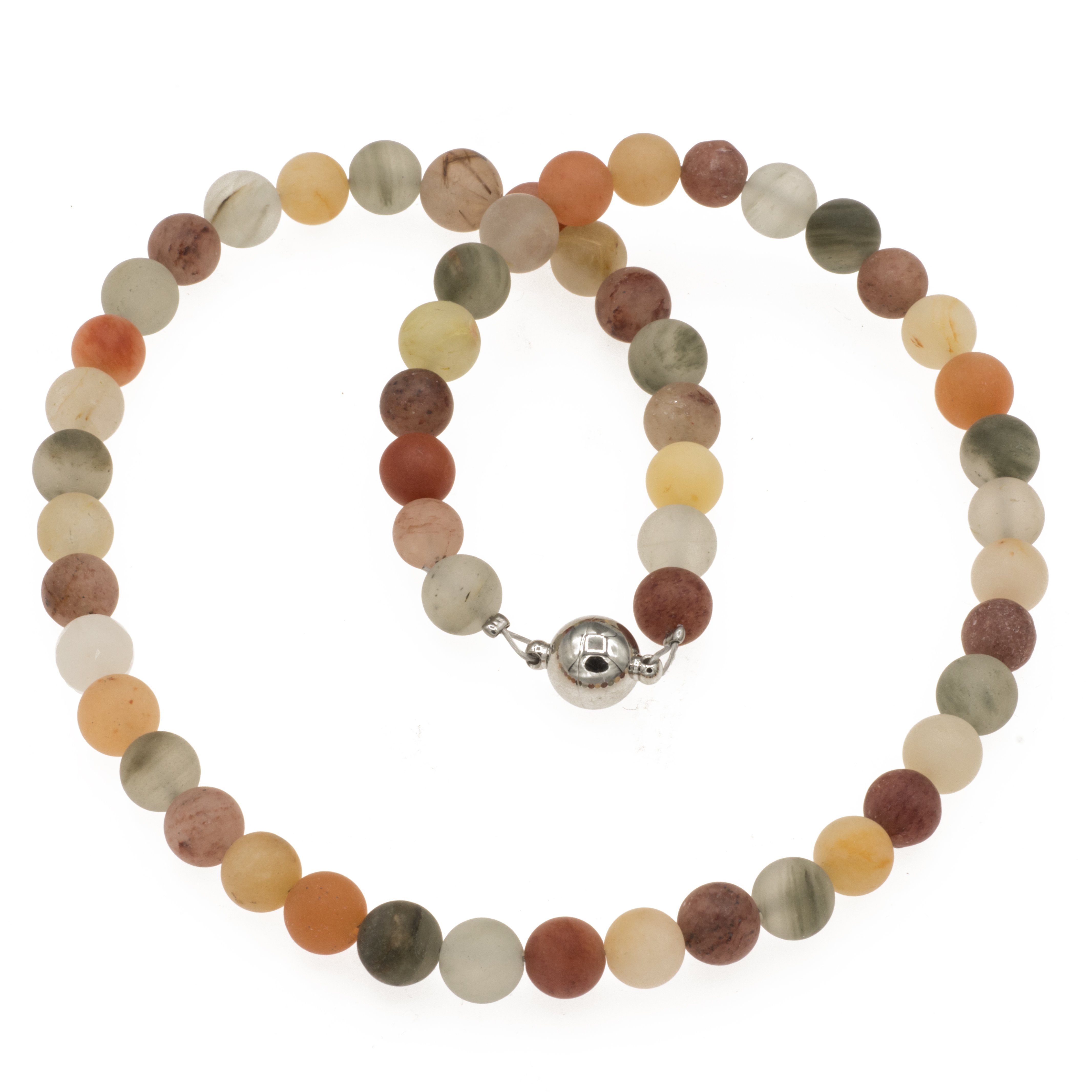Bella Carina Perlenkette Kette mit Rutil Quarz Edelsteinen 8 mm Durchmesser, mit Rutil Quarz Perlen