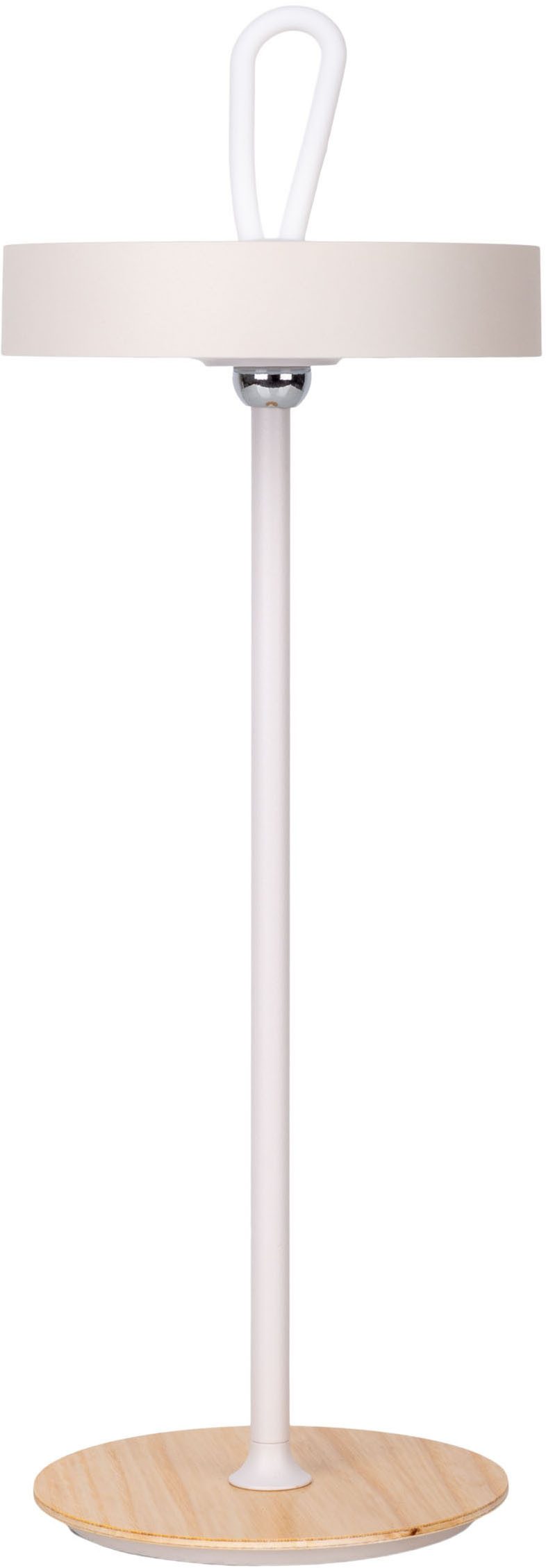 OTTO home LED Tischleuchte Ellvra mit Holzfuß, abnehmbares Kopfteil als Hängeleuchte verwendbar, Dimmfunktion, LED fest integriert, Warmweiß, aufladbar, inkl Ak – Bild 4 von 5