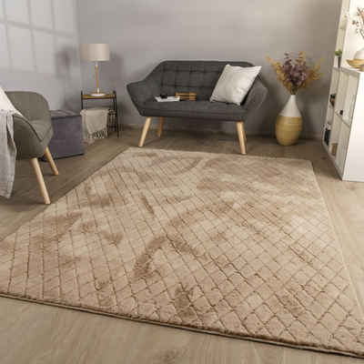 Hochflor-Teppich Wohnzimmer Esszimmer Schlafzimmer Flauschig Weich, TT Home, Läufer, Höhe: 26 mm