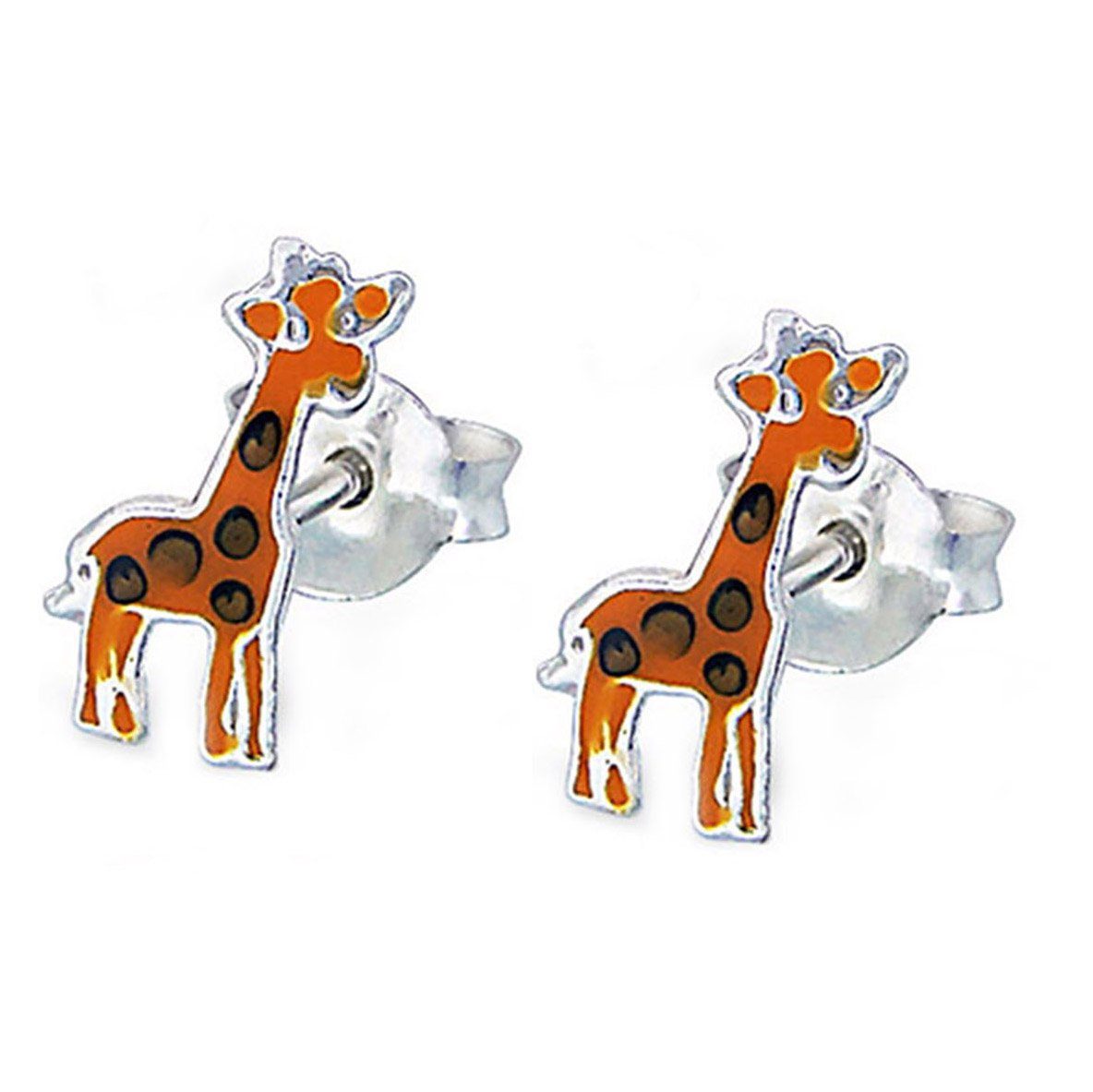 Paar Silber, Giraffe Kinder Silberohrringe 925 Geschenk echte Ohrstecker Kinderschmuck Mädchen Ohrringe schmuck23