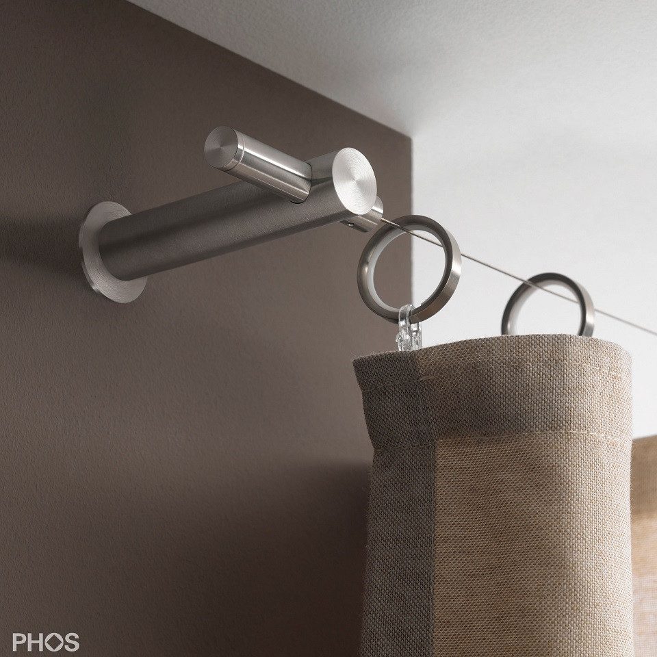 PHOS Design Seilspanngarnitur - Laterales Seilspannsystem aus Edelstahl zur Wand- oder Deckenmontage, großer Abstand: 8,9cm - Seil bis zu 10 Meter - 100% Made in Germany