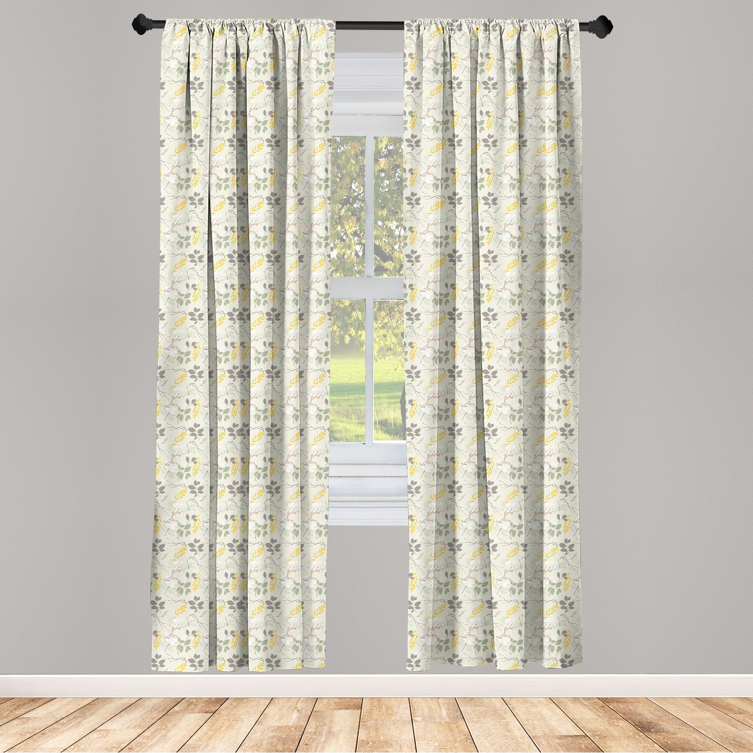 Gardine Vorhang für Wohnzimmer Schlafzimmer Dekor, Abakuhaus, Microfaser, Jahrgang Farm Florals Swirl