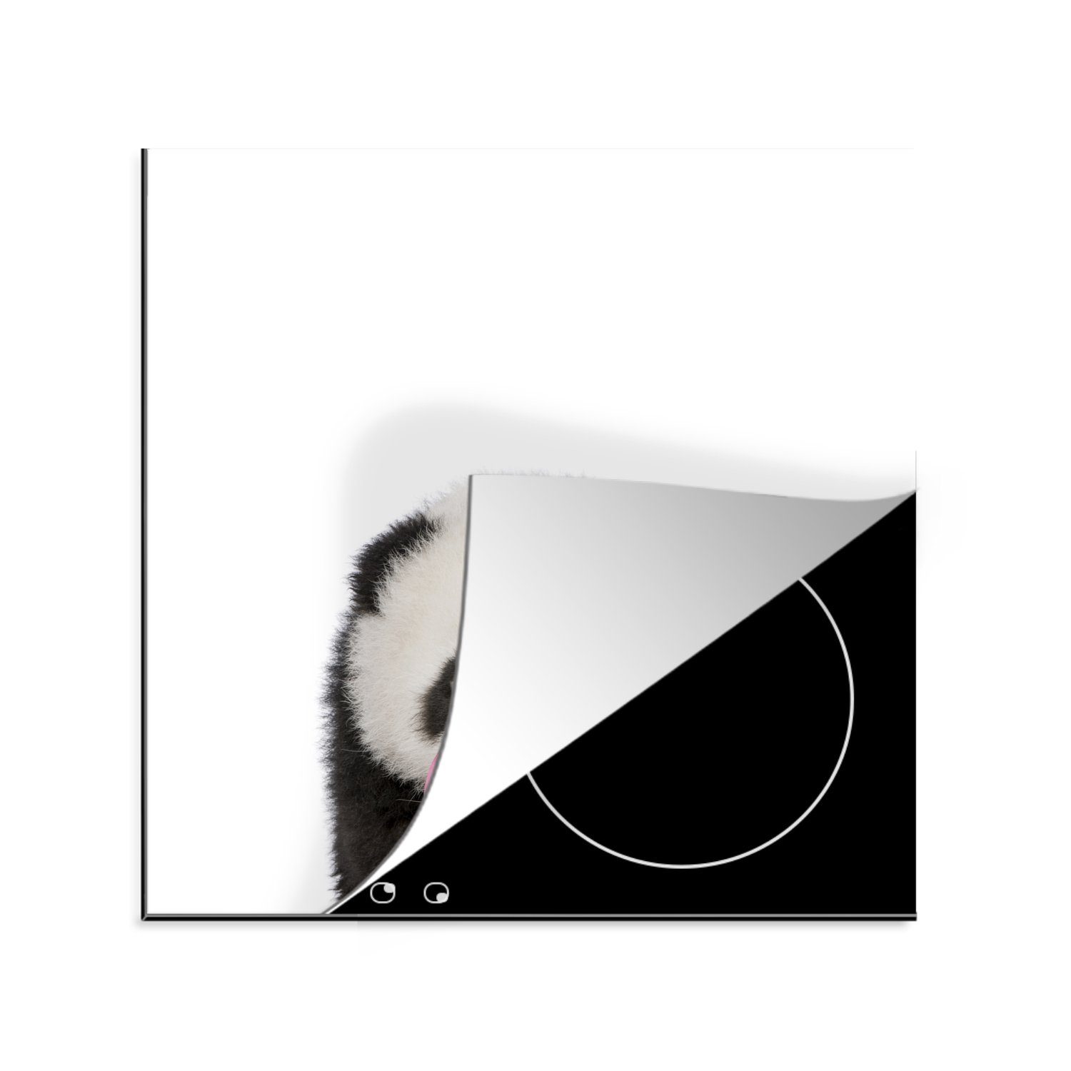 MuchoWow Herdblende-/Abdeckplatte Tiere - Panda - Kaugummi - Rosa - Mädchen - Kind, Vinyl, (1 tlg), 78x78 cm, Ceranfeldabdeckung, Arbeitsplatte für küche