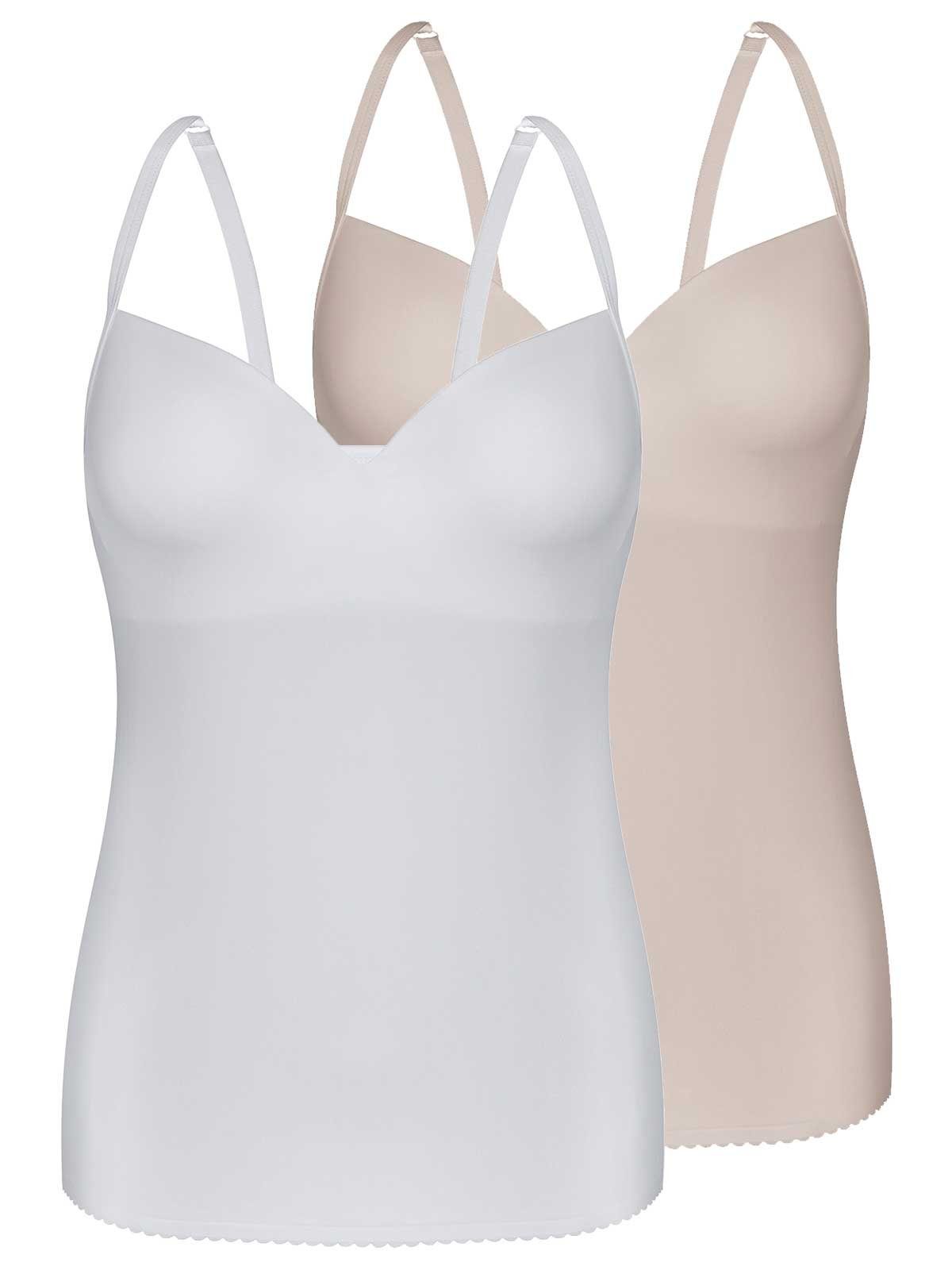 Sassa BH-Hemd 2er Sparpack BH-Shirt nahtlos 2-tlg) 1xnude 1xwhite LUXURY (Spar-Set, PLEASURE