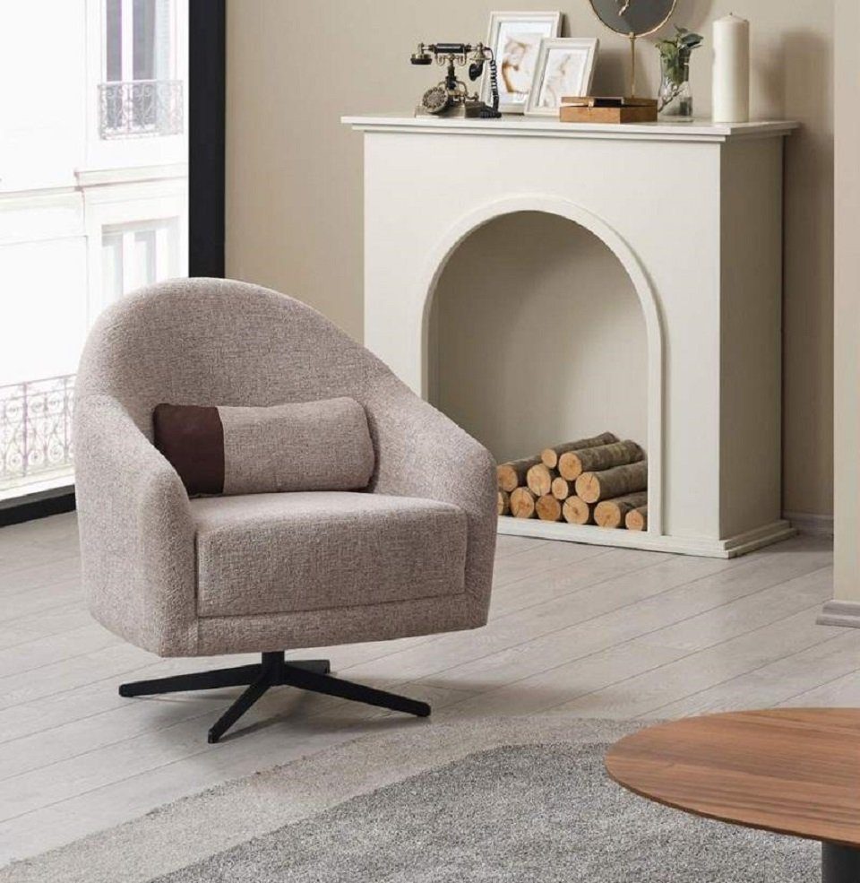 JVmoebel Sessel Modern Sessel Grau Wohnzimmer Stil Polsterung Textil Einsitzer (1-St., Sessel), Made in Europe